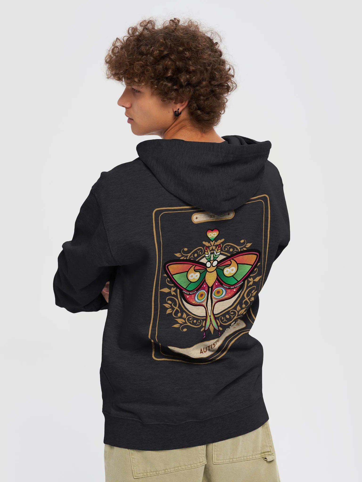 № 12 | AUTISTIC PRIDE MOTH | TAROT CARD STYLE | ZIP-UP HOODIE product image (2)