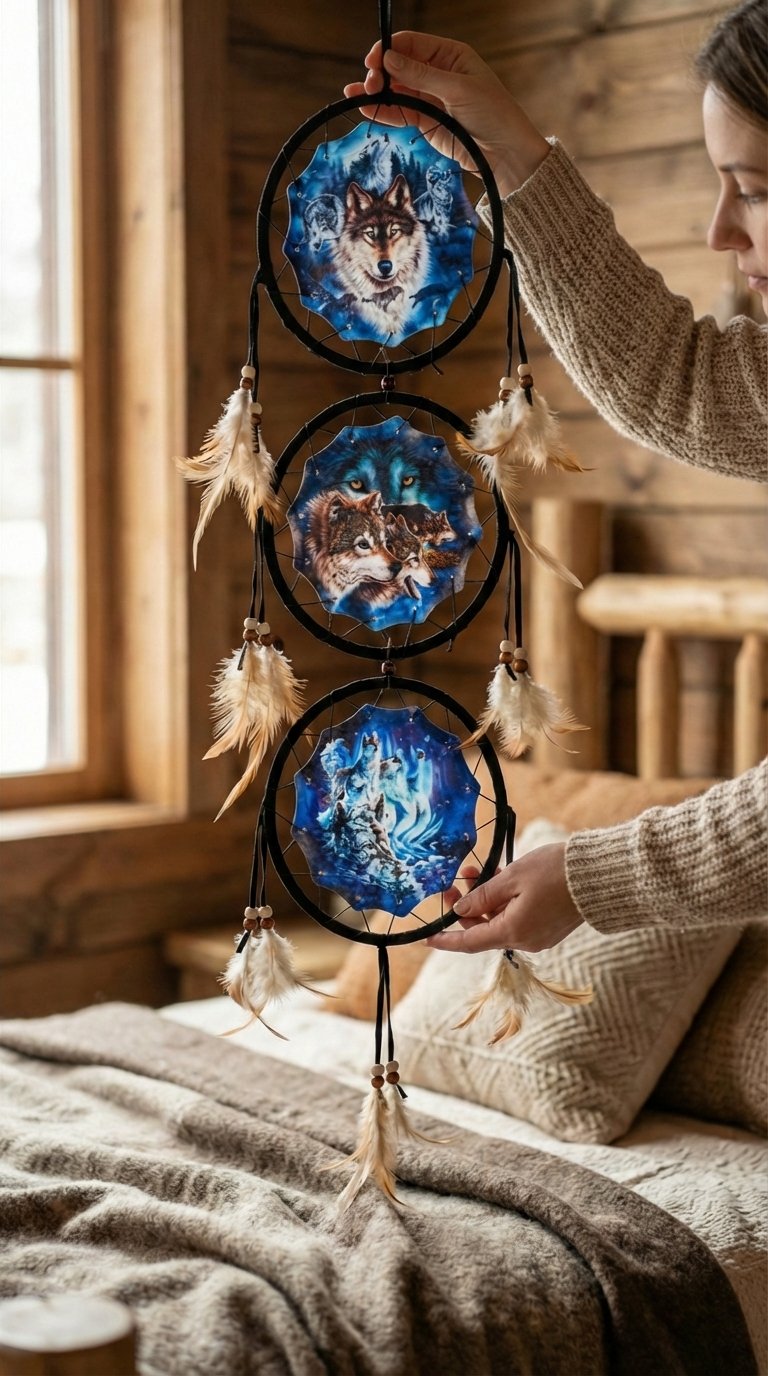 Wolf Pack Dreamcatcher Trio Celestial Blue Moon For Boho Decor product image (3)