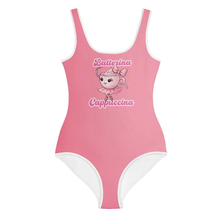 Ballerina Cappuccina watercolor design – Youth Girl Swimsuit product image (1)