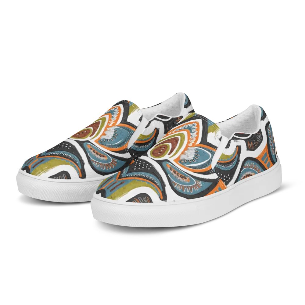 Women's Sleeping Flower Garden Painted Canvas Slip-On Shoes product image (3)