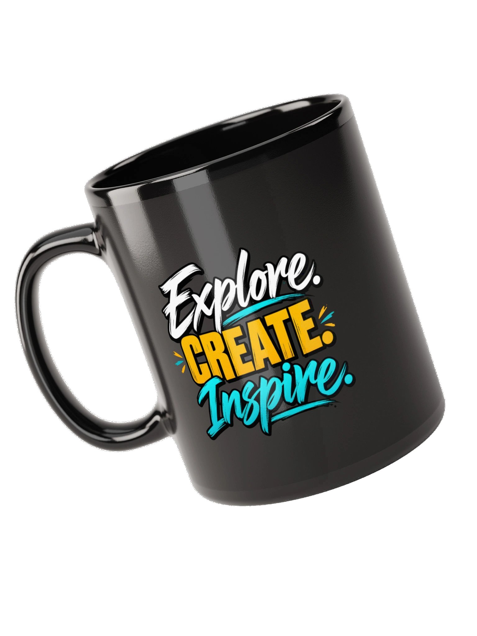 Explore Create Inspire Black Glossy Mug product image (10)