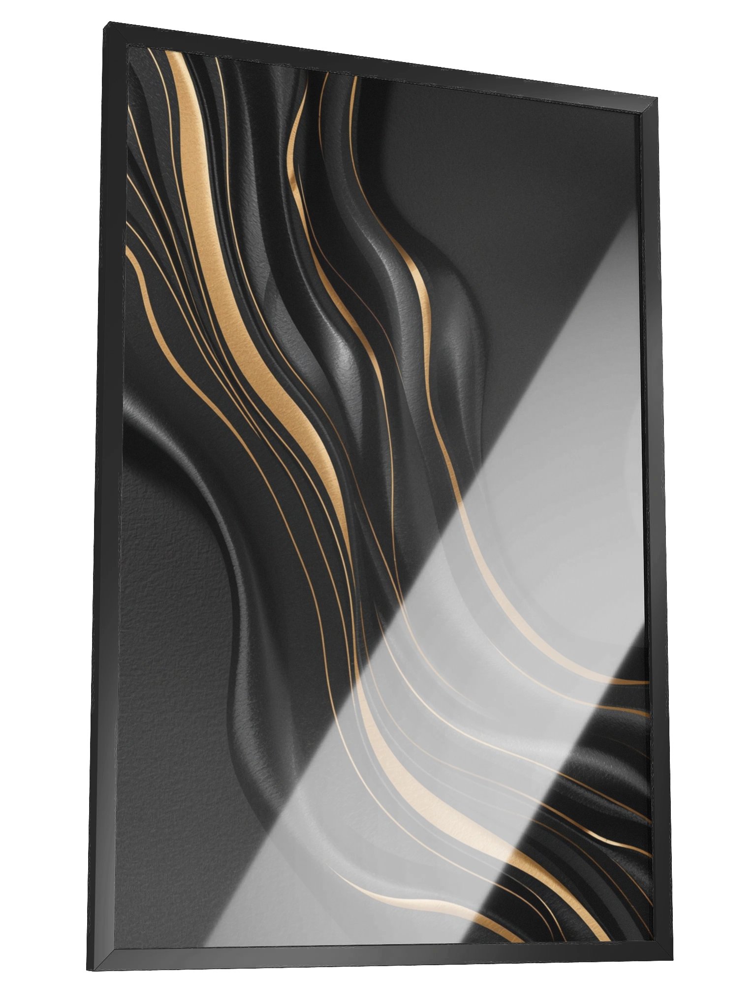 Midnight Gold Flow – Luxury Abstract Wall Art Print - 61×91 cm product image (2)