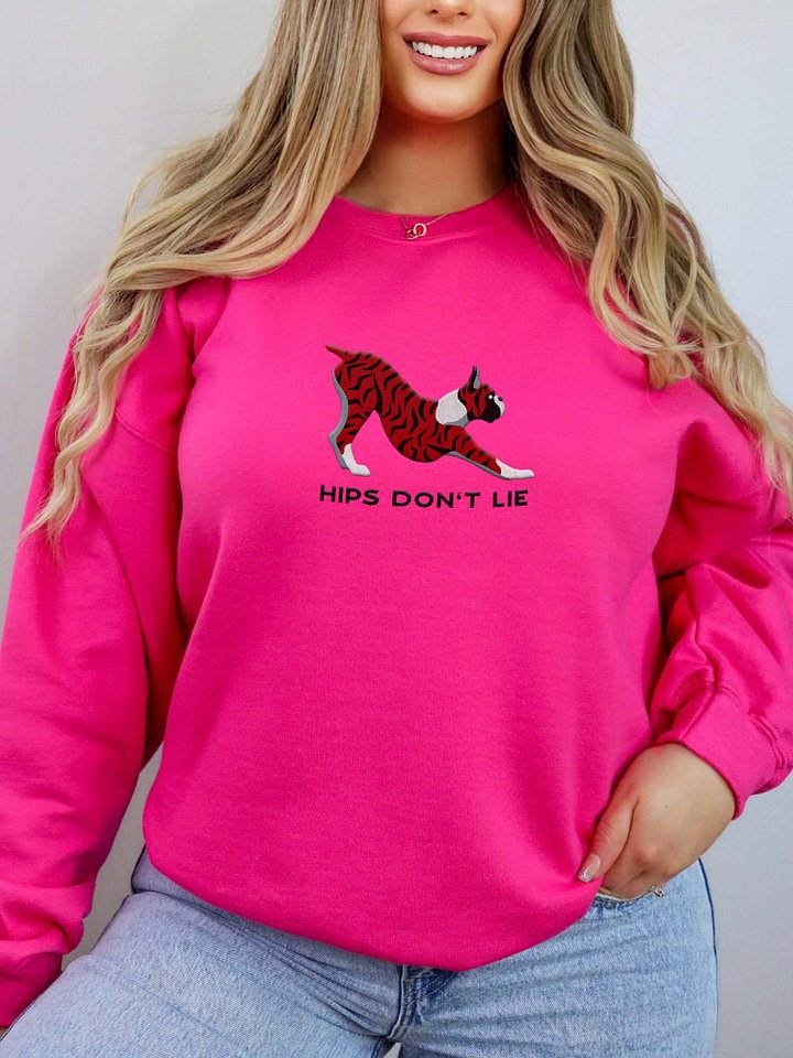 Hips Don't Lie Sweatshirt (Embroidered) of a Boxer(Brindle, Cropped Ears) product image (2)