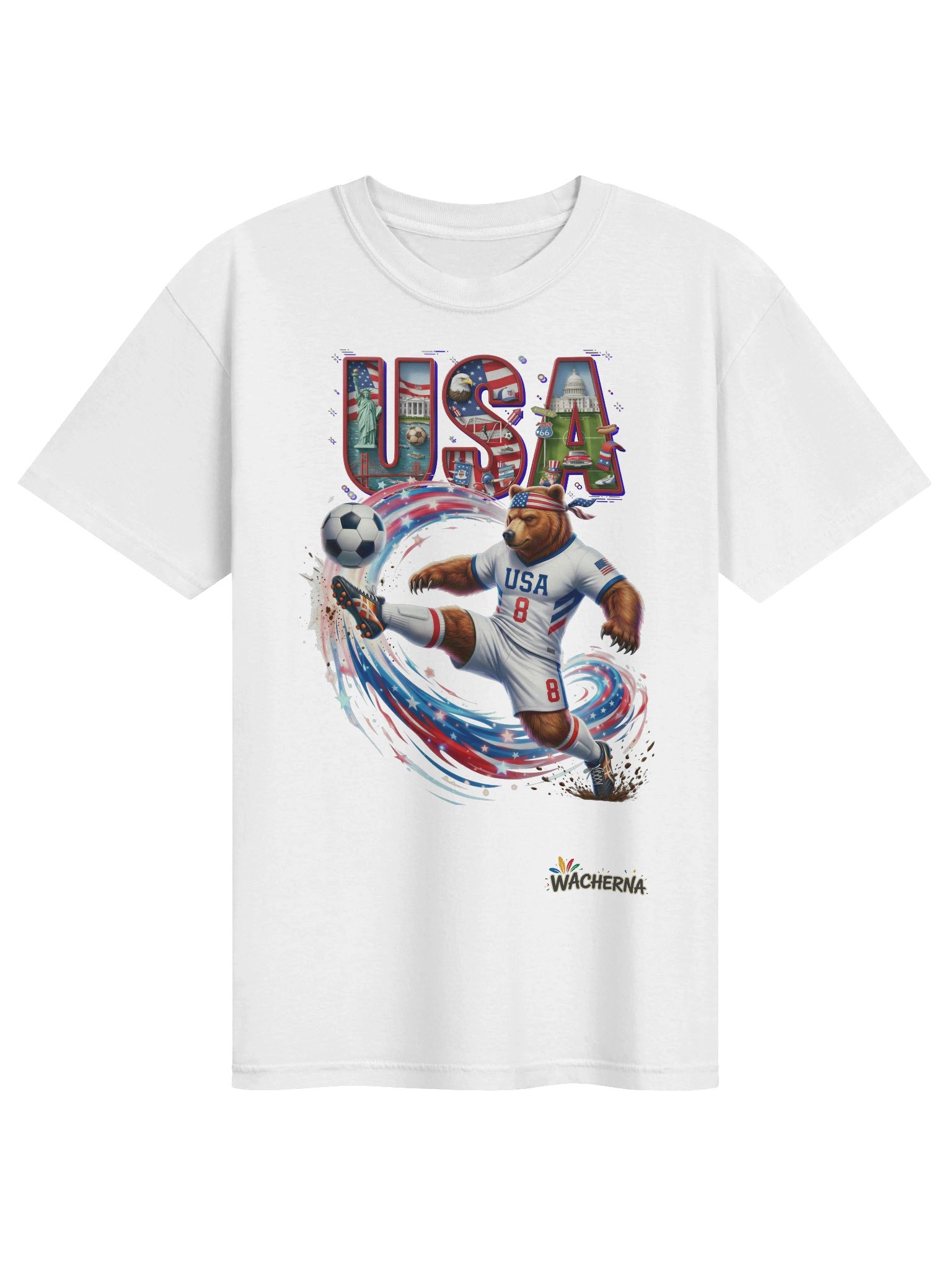 USA Bald Eagle Mascot Fan Art T-Shirt – Vibrant Culture & Soccer Streetwear product image (2)