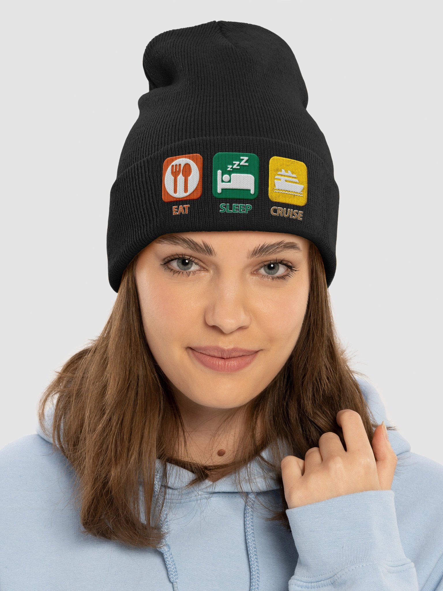 Eat Sleep Cruise Embroidered Cuffed Beanie product image (9)