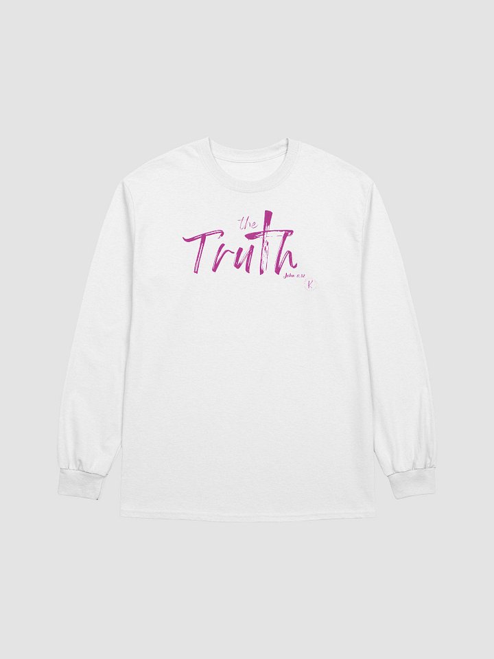 The Truth white long sleeve with pink graphic product image (1)