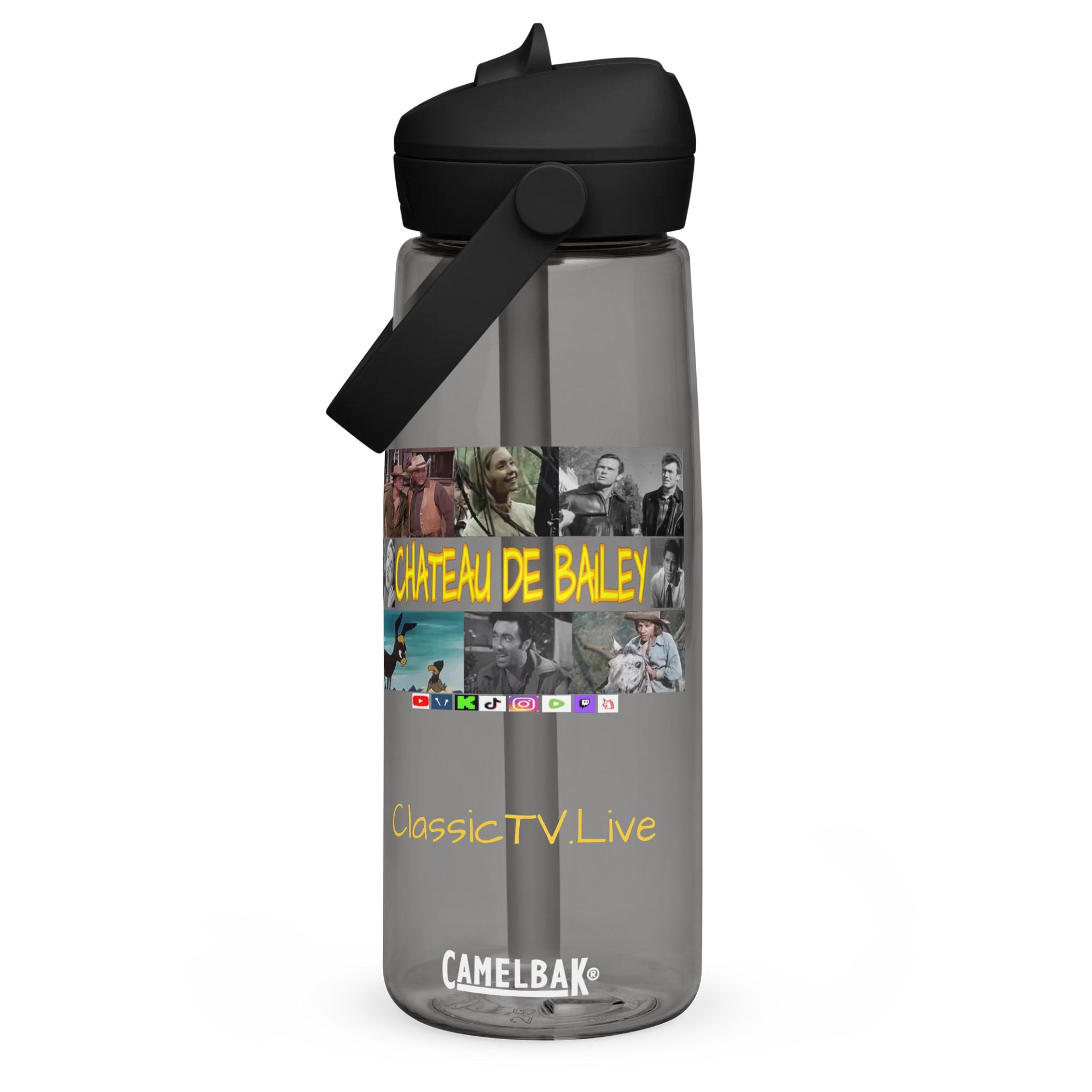 "Turbid" Vintage TV Collage Water Bottle product image (1)
