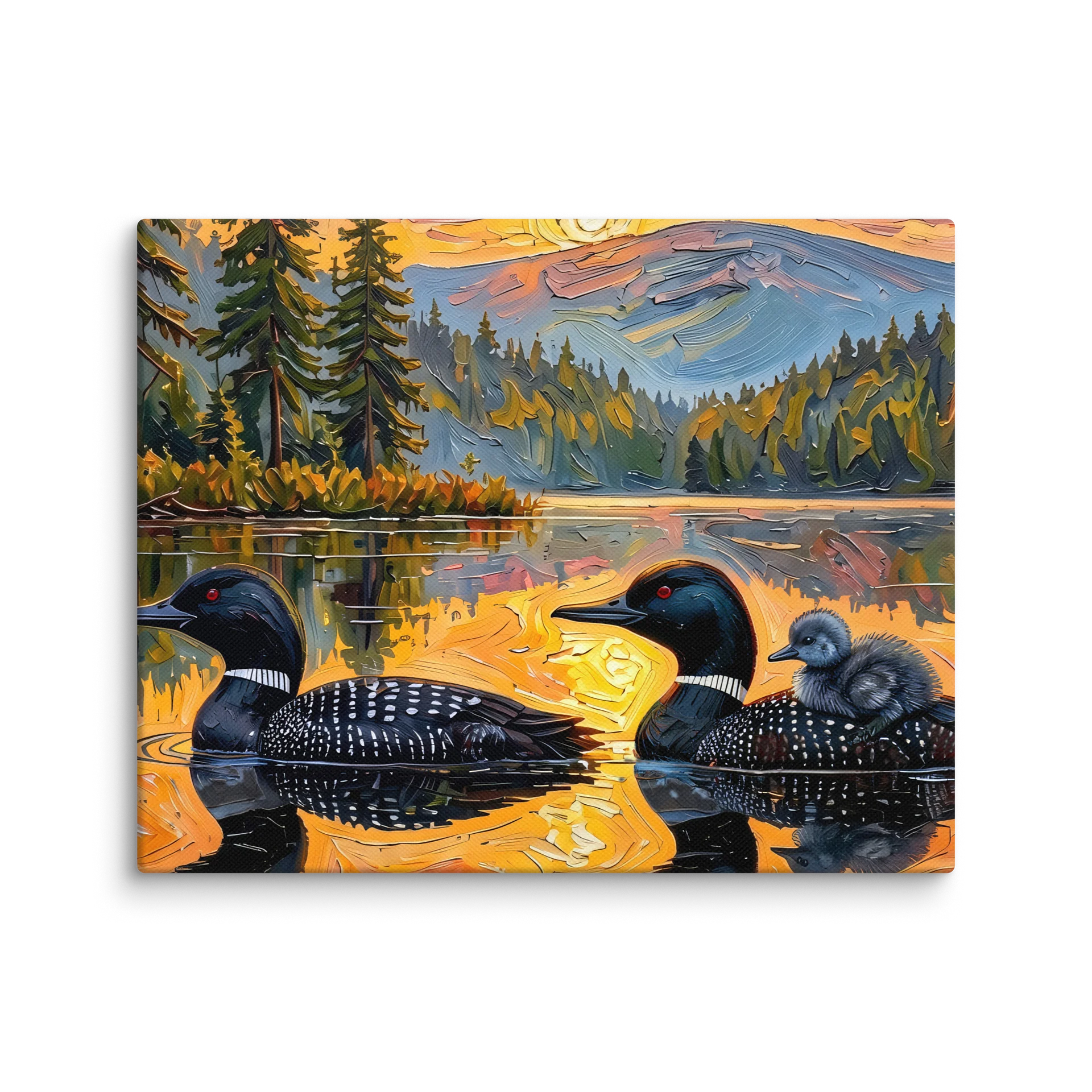 Loon Pair with Chick Canvas Print product image (1)