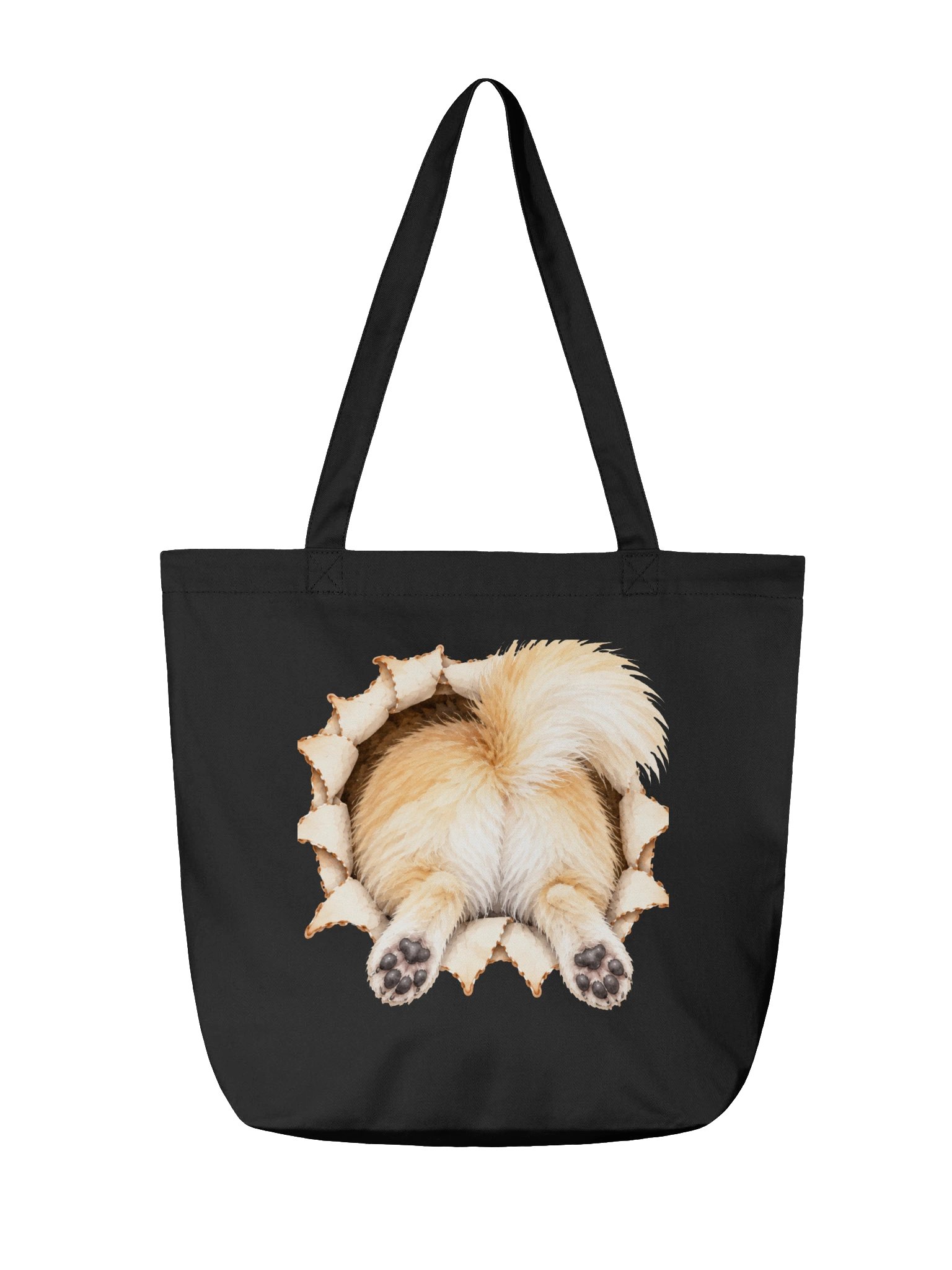 Fluffy Peekaboo Dog Front and Back Tote Bag product image (3)