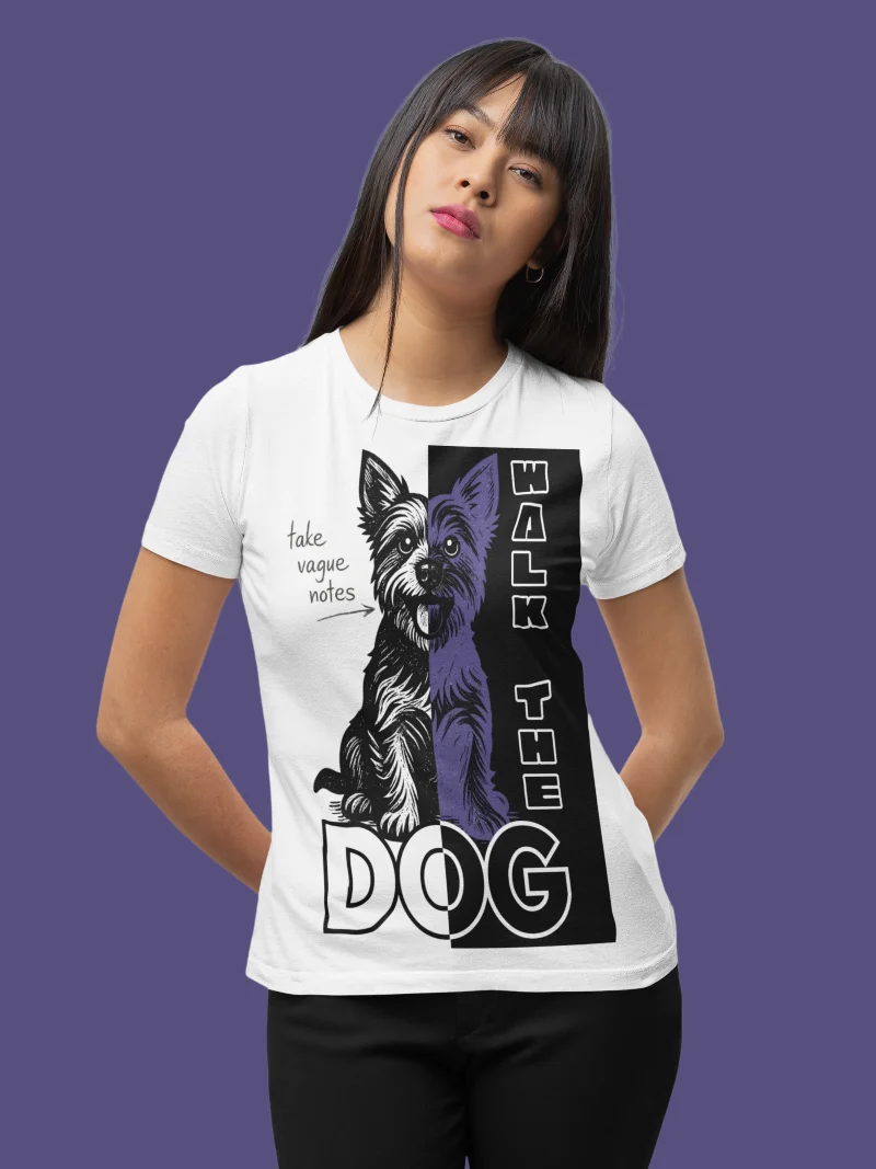Walk the Dog Linocut Style T-Shirt product image (12)