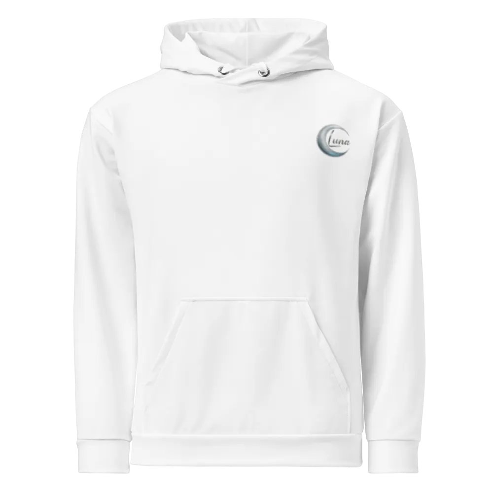 Luna Unisex Recycled Hoodie with Crescent Moon Design - White product image (1)