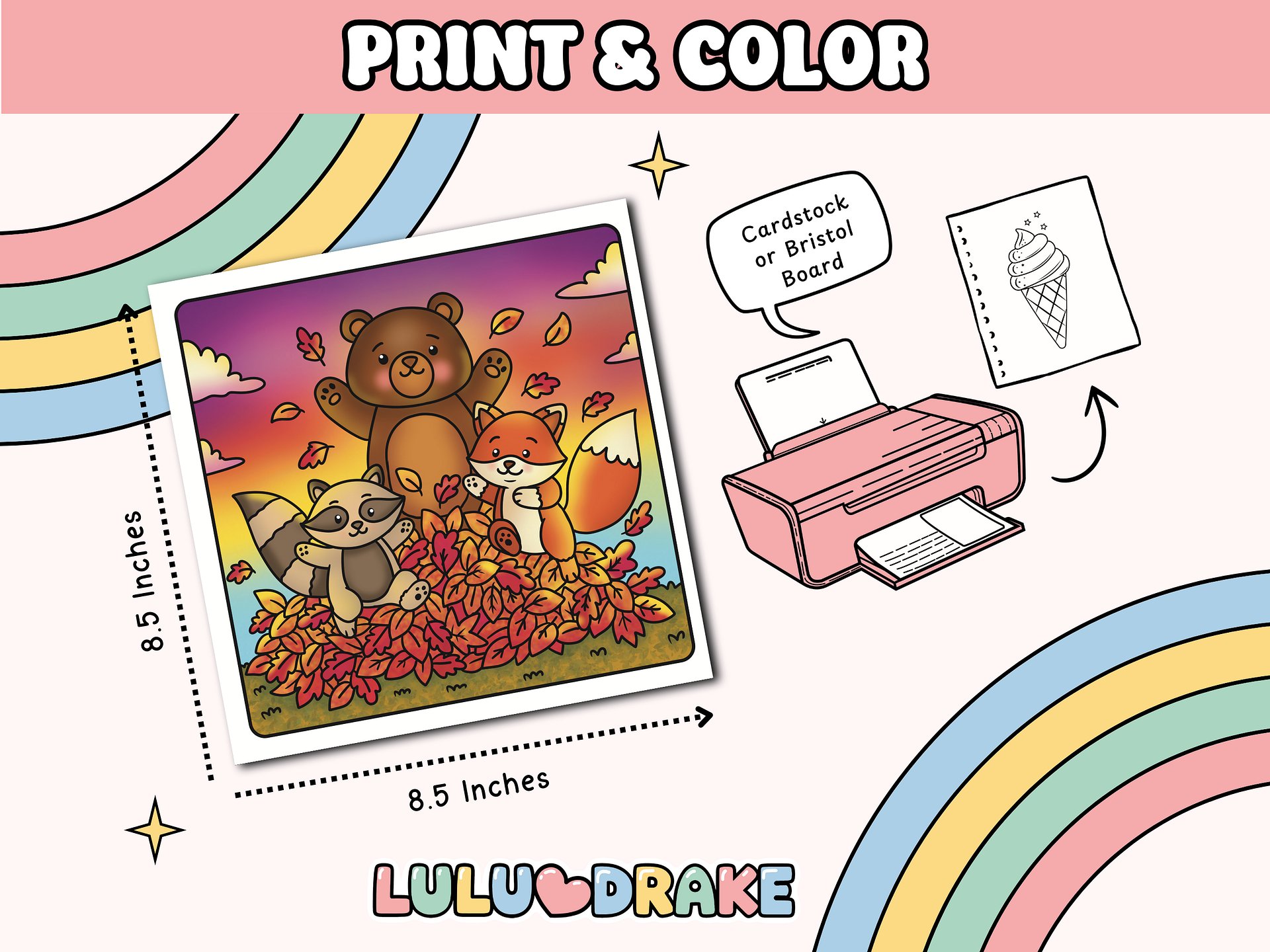 Fuzzy Buddies Cozy Fall Coloring eBook, BIG PACK 34 Pages | ★ DIGITAL ★ product image (5)