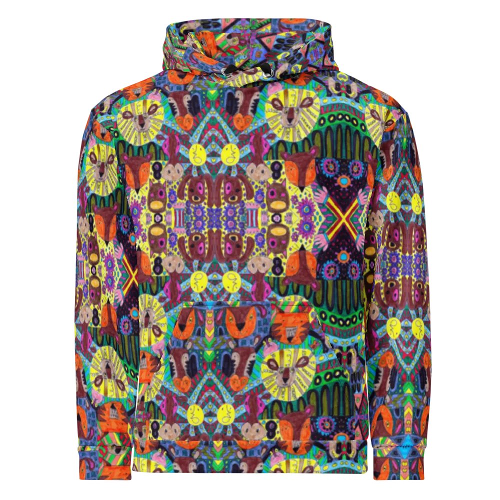 Abstract Doodle Animals Unisex Pull Over Hoodie product image (4)