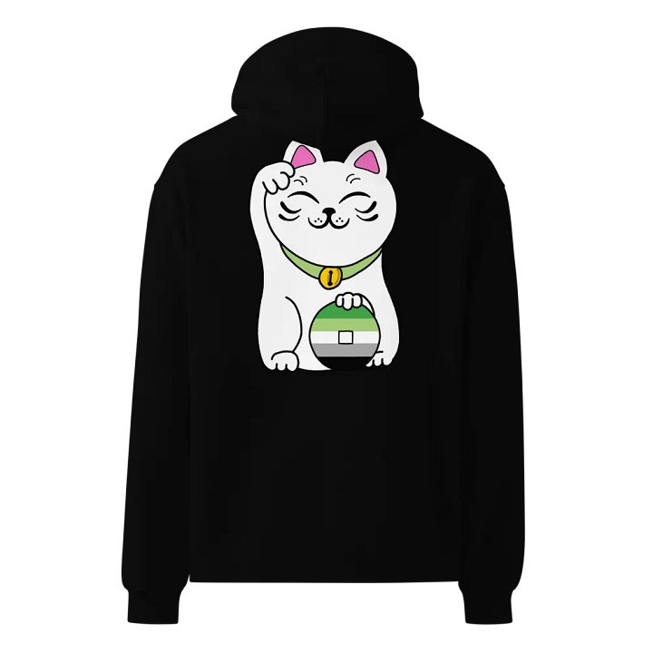 Maneki neko aromantic pride hoodie product image (6)