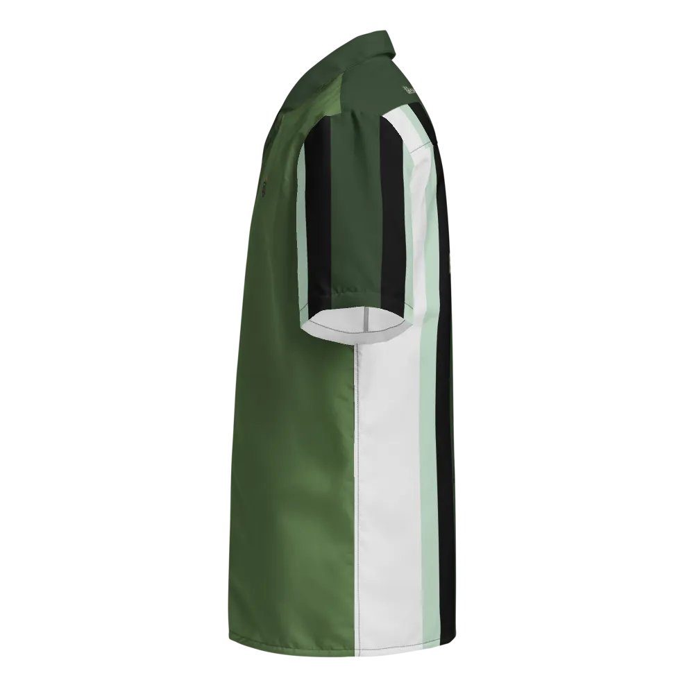 Green and Black Vertical Striped Abstract Blessed by God Button-up Shirt product image (4)
