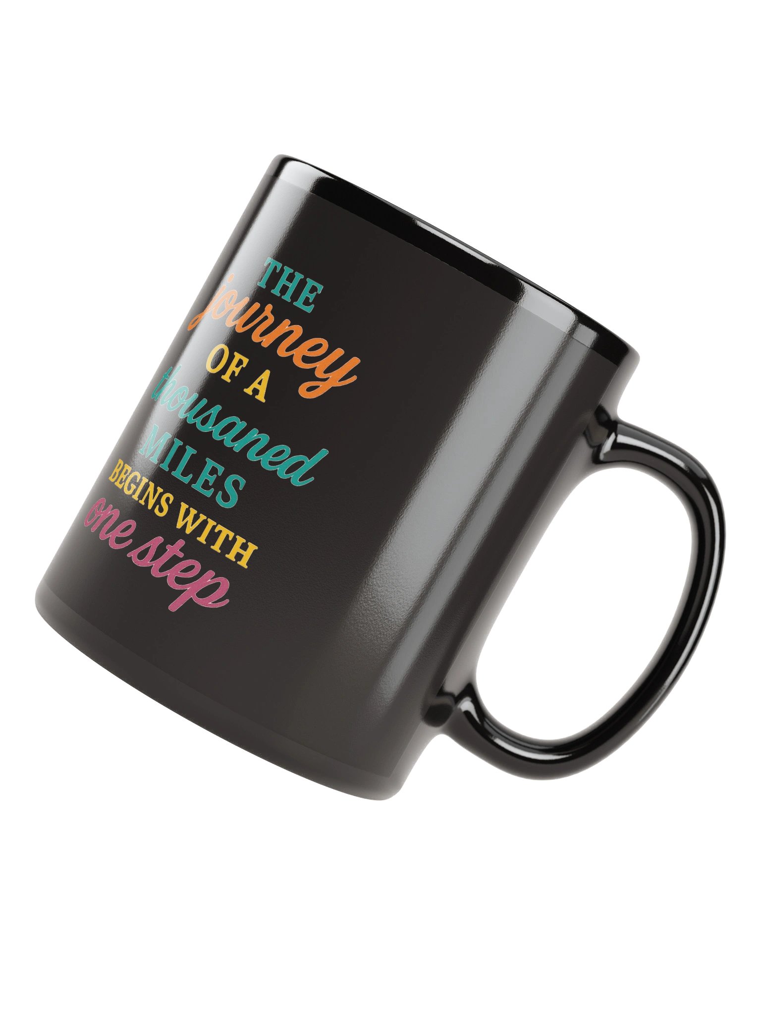 “The Journey Begins” Black Glossy Mug – Nichiren Buddhism Motivational Quote Gift product image (4)