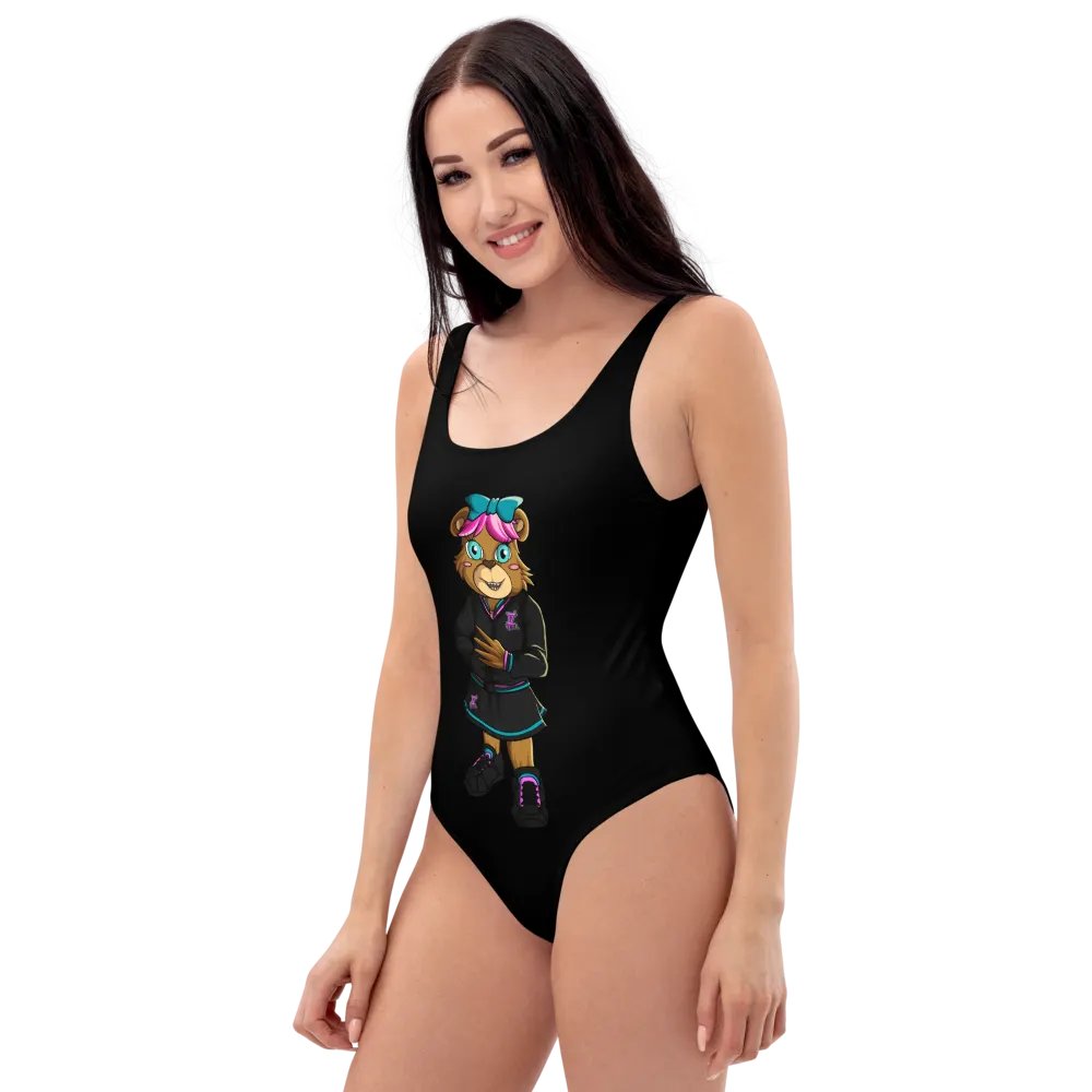 Standing Girl Bear Black One Piece Swim Suit product image (6)