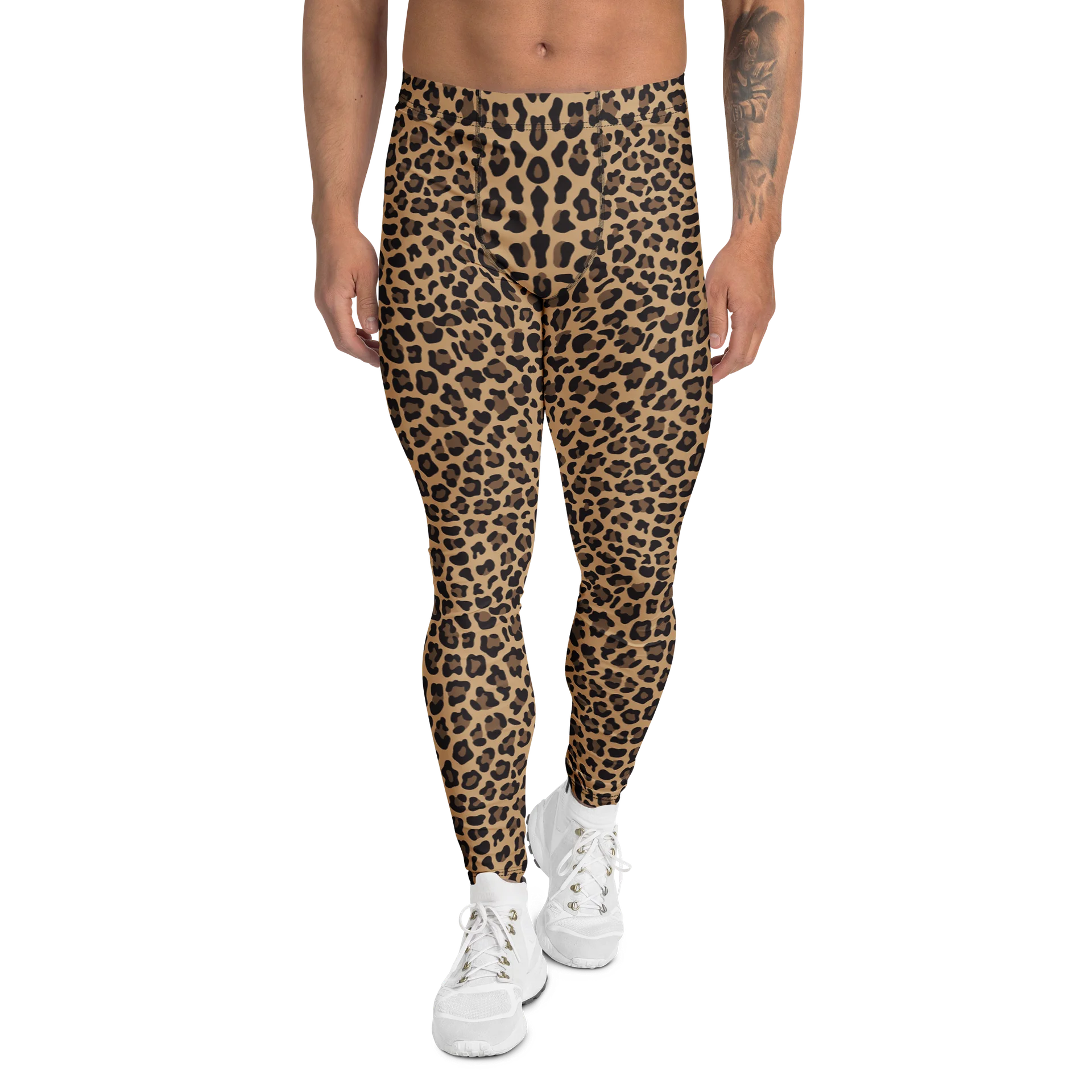 Comfortable Men's Leggings with Bold Brown Leopard Print product image (1)