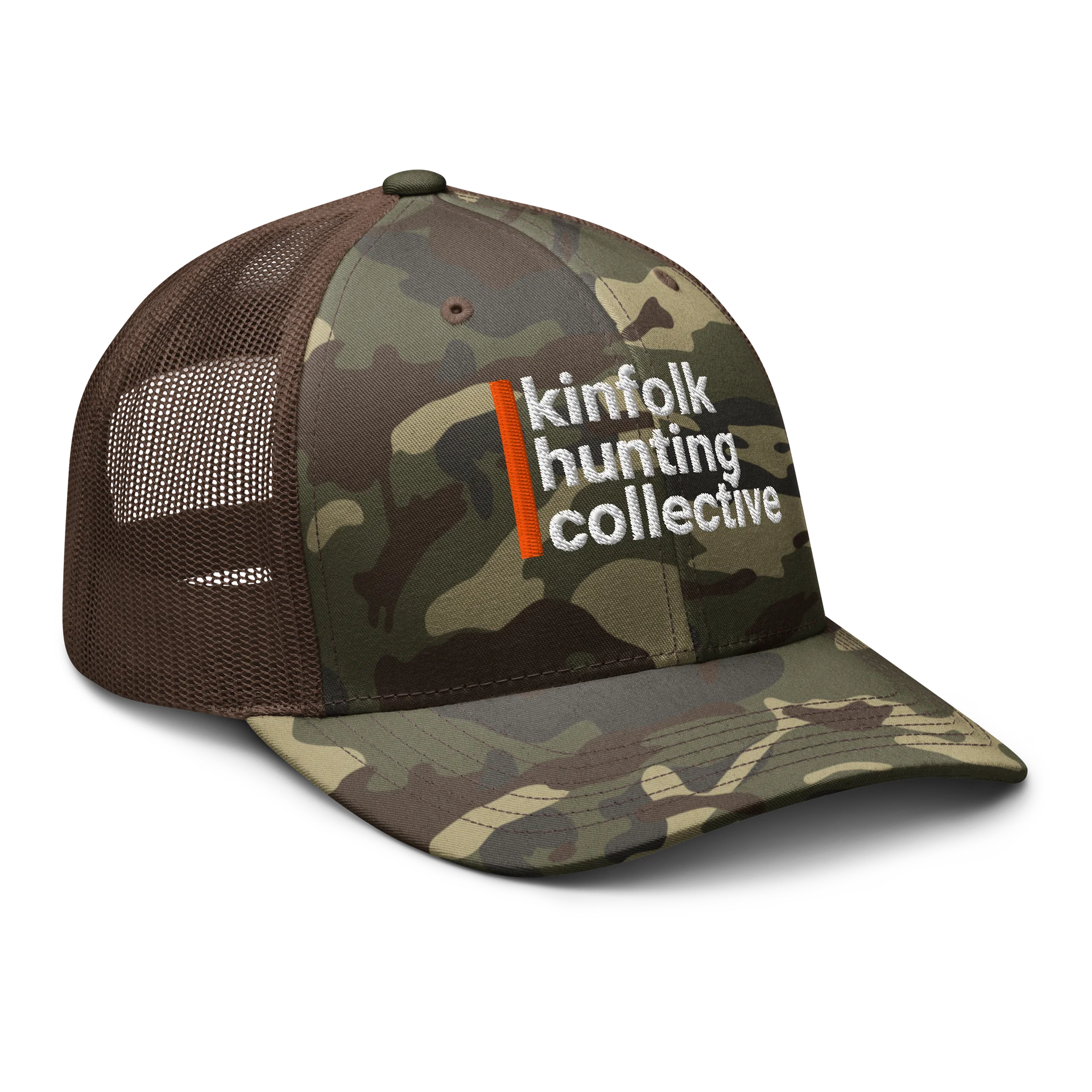 Camouflage Trucker Hat with Kinfolk Hunting Logo product image (6)