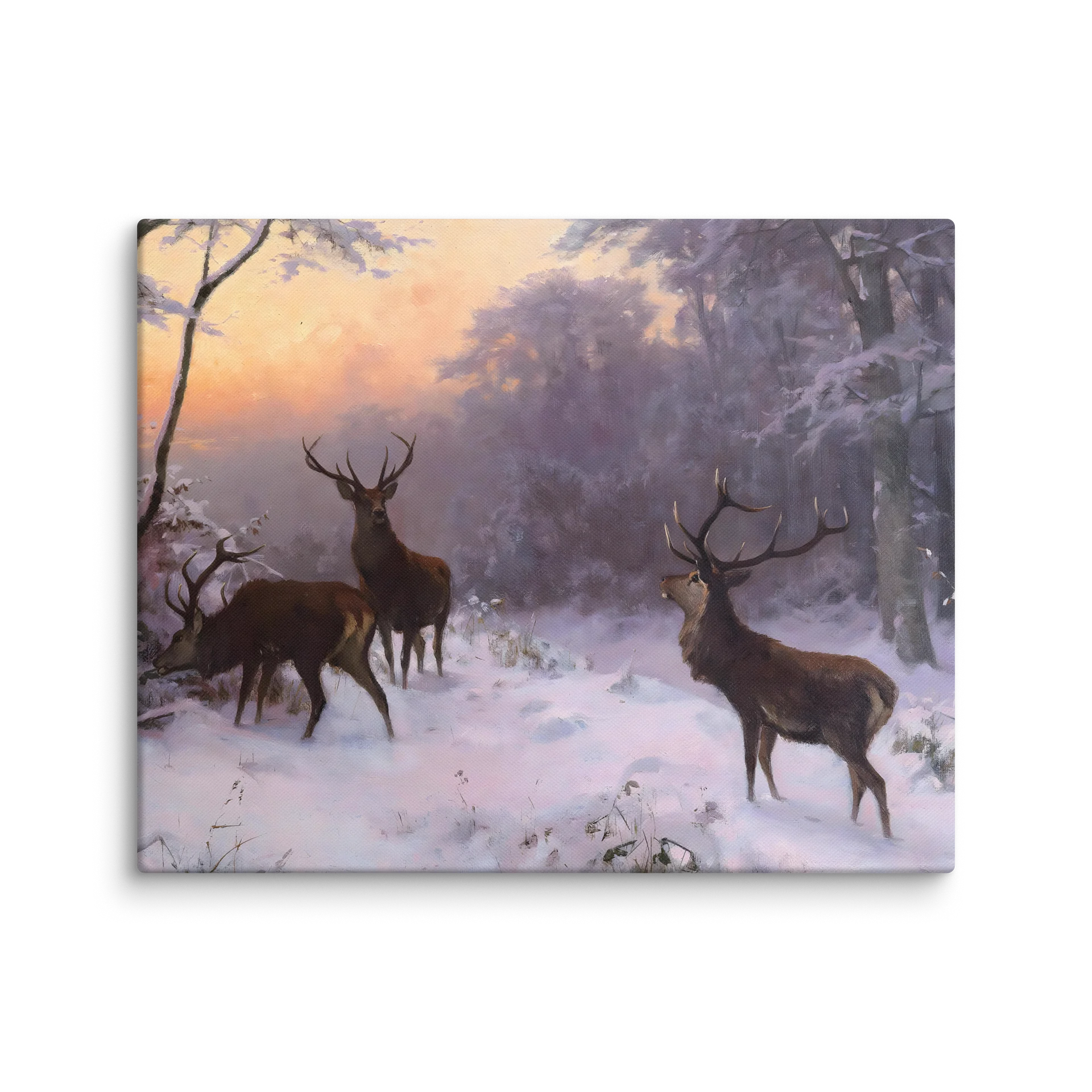 Antique Deer in Winter Forest Scenery Canvas Print product image (16)