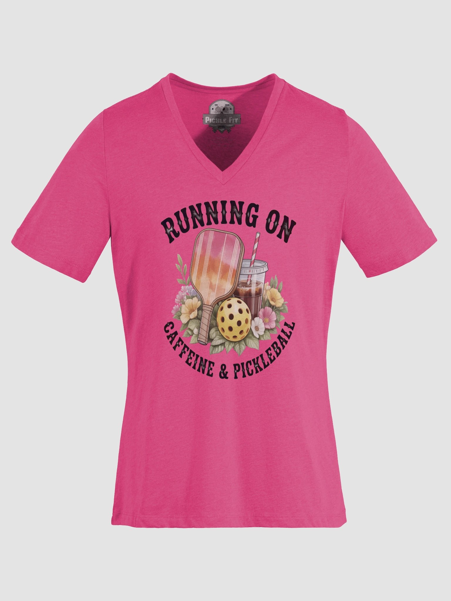 Running On Caffeine & Pickleball Women's V-Neck Tee product image (24)
