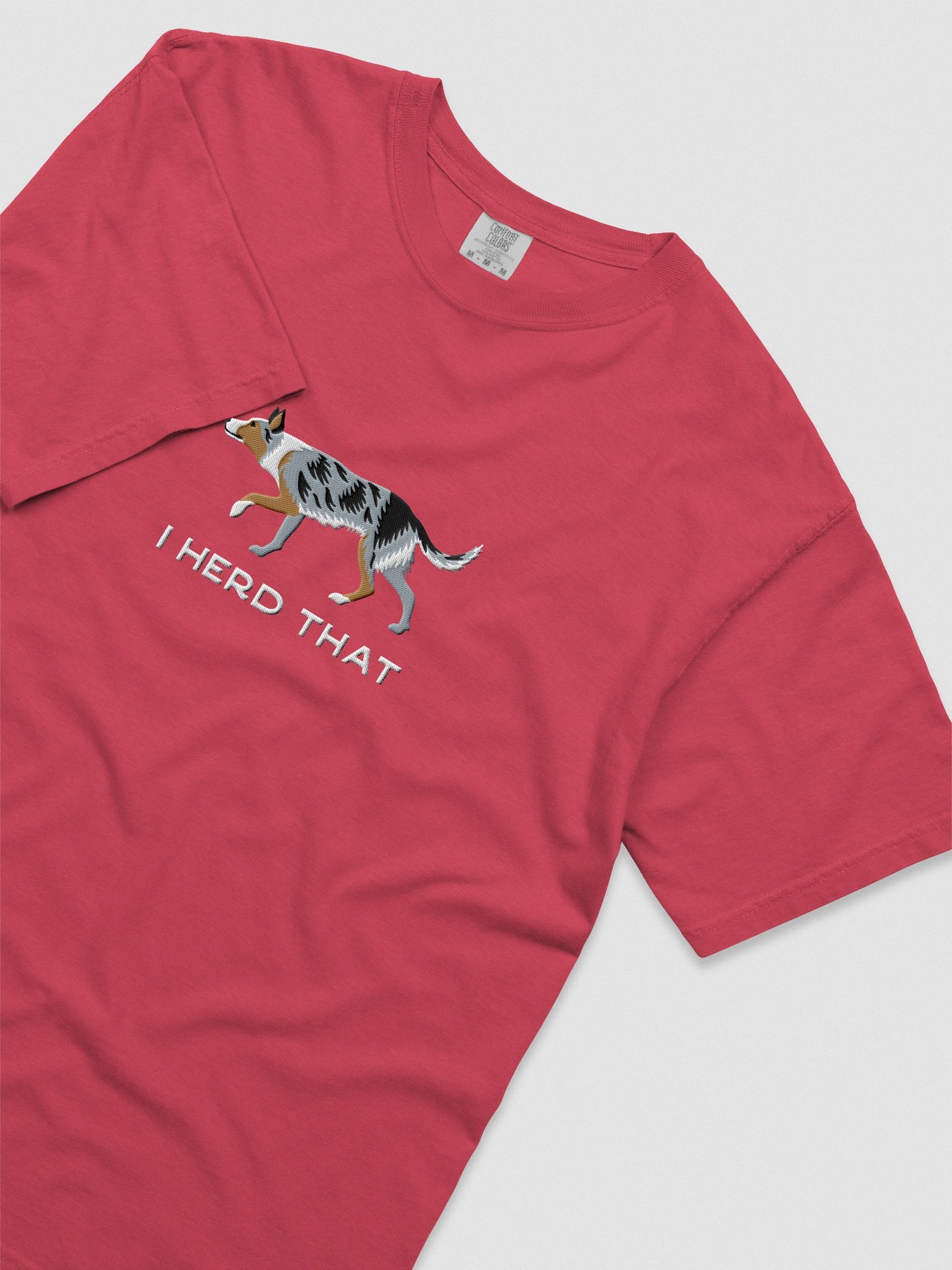 I Herd That T-Shirt(Embroidered) of an Australian Koolie(Blue Merle Tricolor) product image (8)