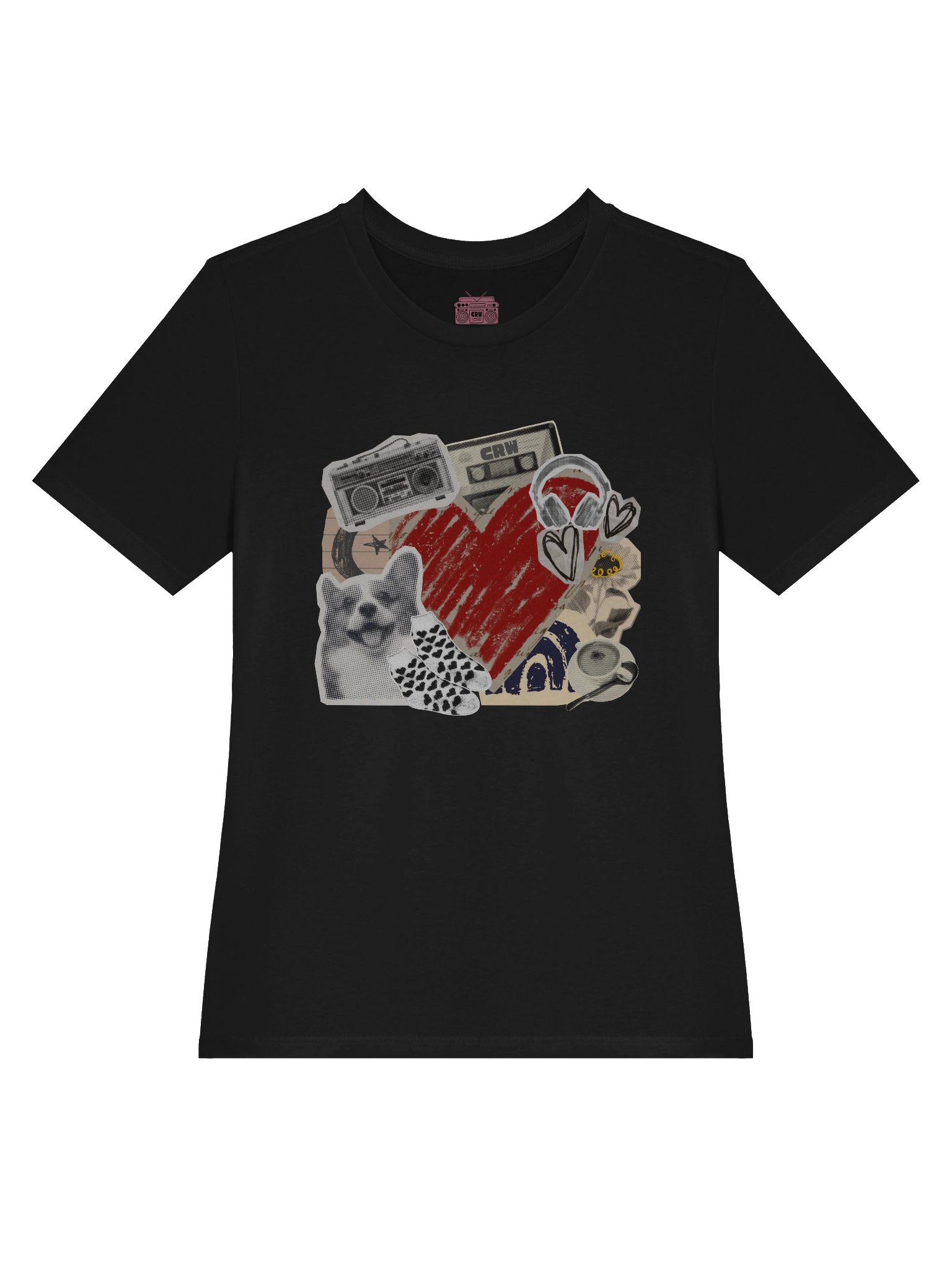 The "Nostalgic Collage" Relaxed Tee - Corgi & Binder-Doodle Edition product image (3)