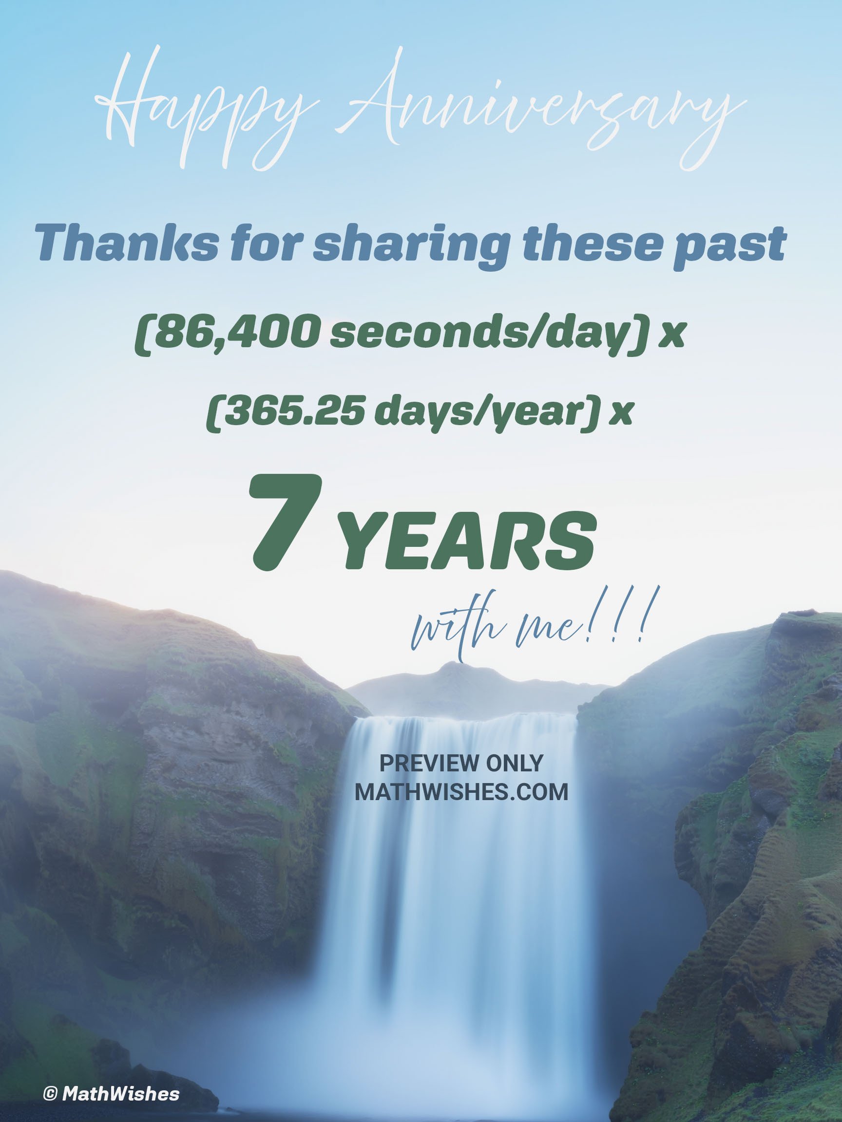 7th Anniversary Card - Waterfall product image (1)