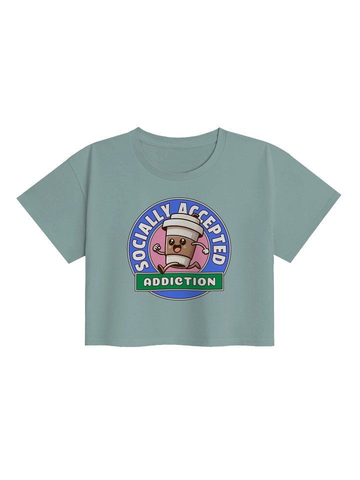 Socially Accepted Addiction Coffee Cup Badge Crop Top product image (3)