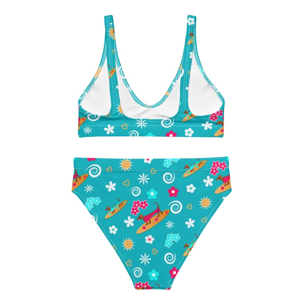 Surfing Dachshund Pattern High Waisted Bikini product image (5)