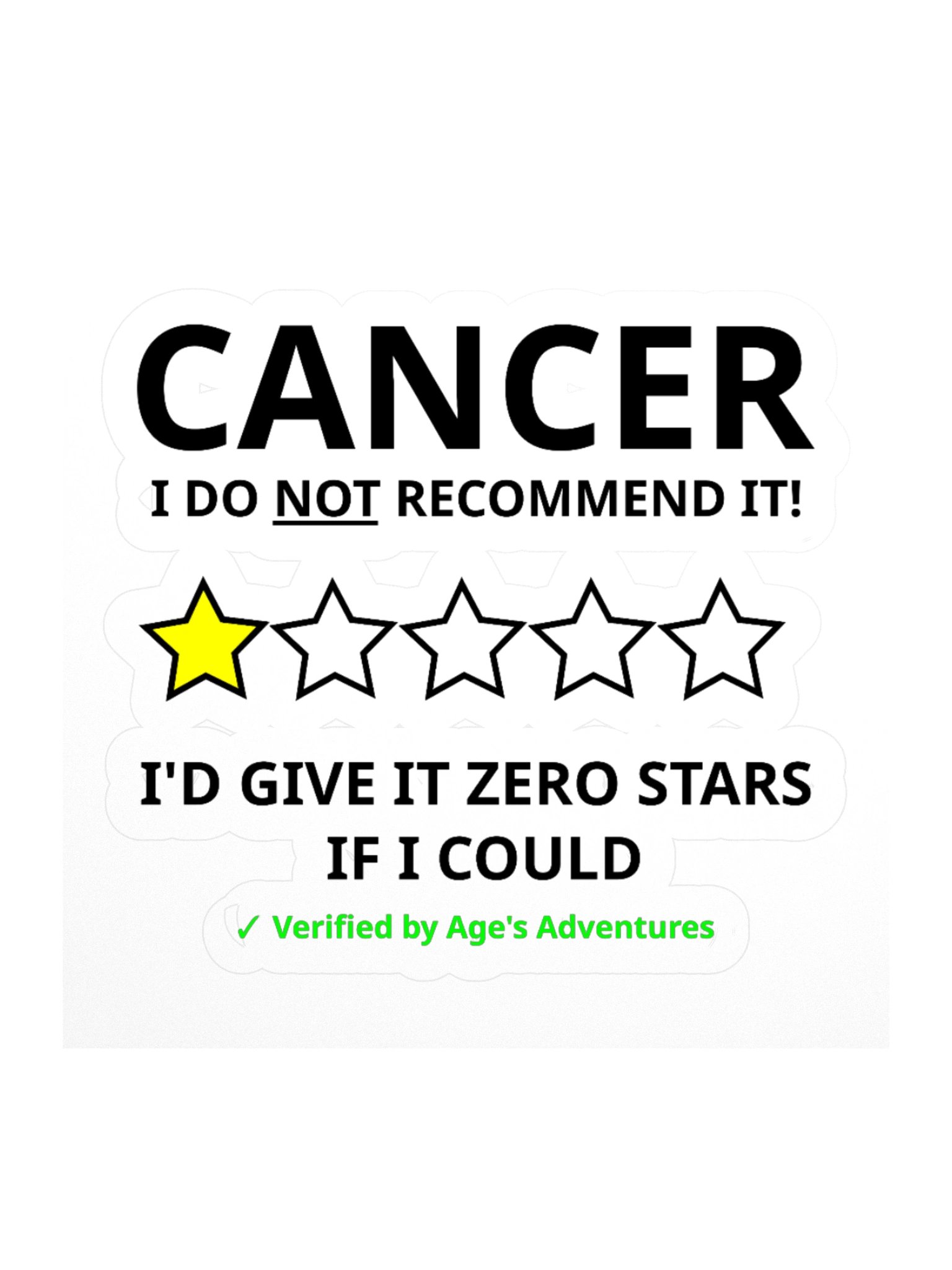 The "Zero Stars" Cancer Review Sticker (Kiss-Cut) product image (1)