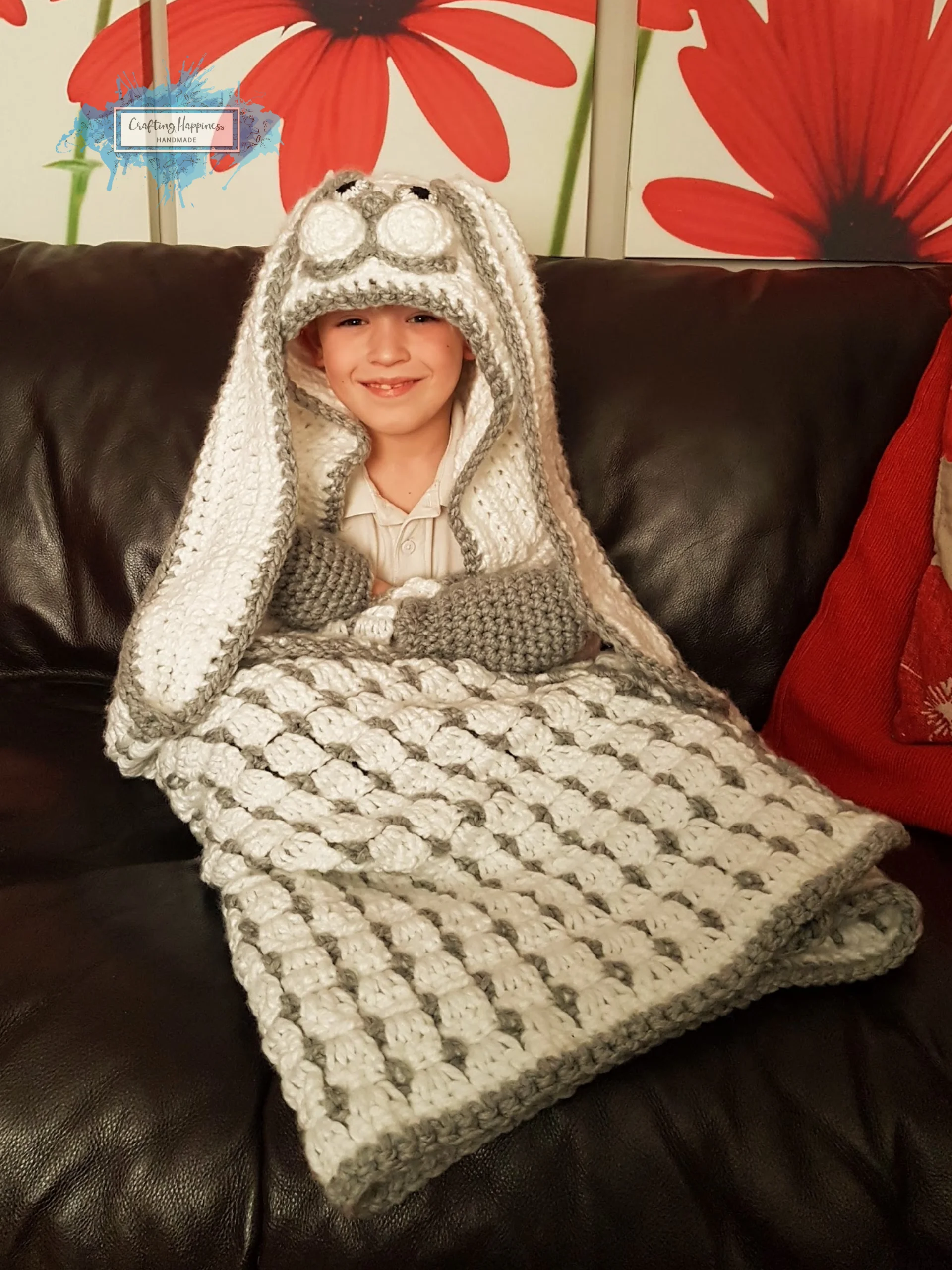 Crochet Hooded Bunny Blanket Pattern – Adult & Child Sizes (PDF Pattern) product image (3)