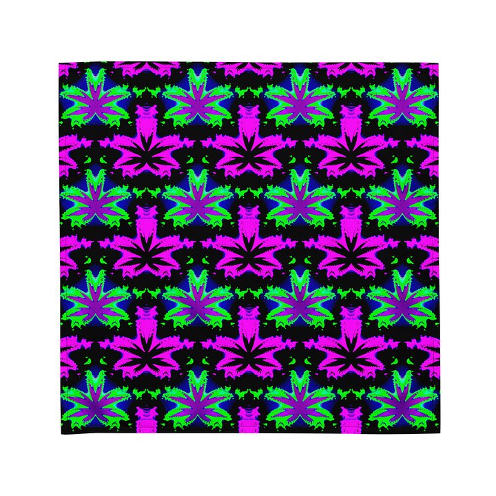 Twisted Cannabis Leaf Bandana, Black Neon Pink Green Weird Weed Art, 420 Stoner Style Accessory product image (4)