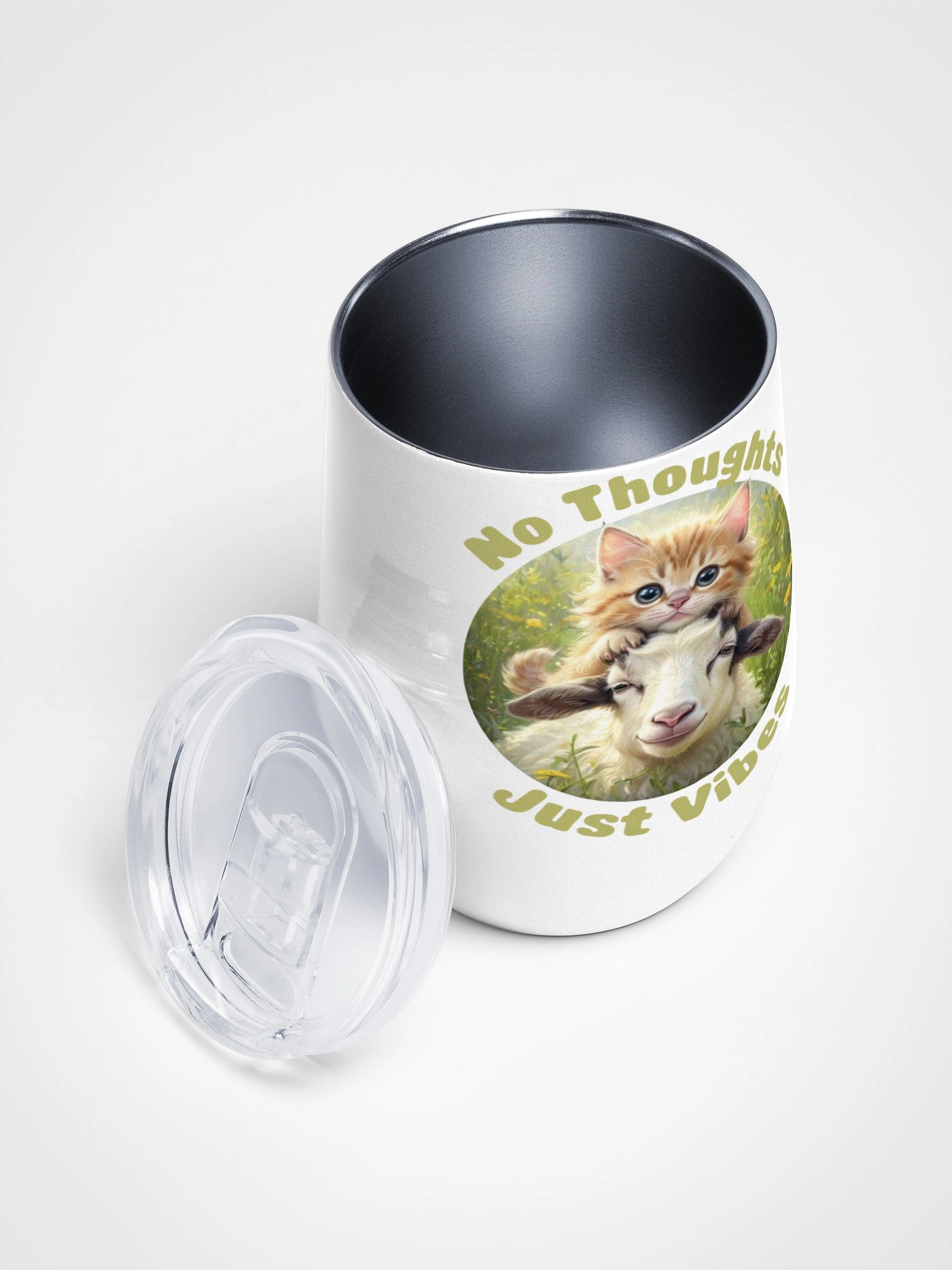 No Thoughts Just Vibes Goat Wine Tumbler product image (4)