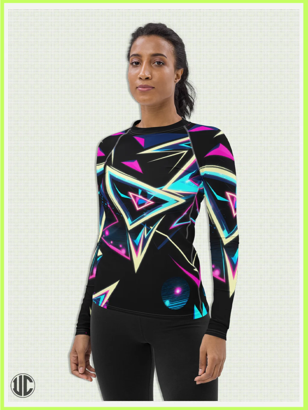 Electric ’80s Neon – Women’s Rash Guard product image (6)