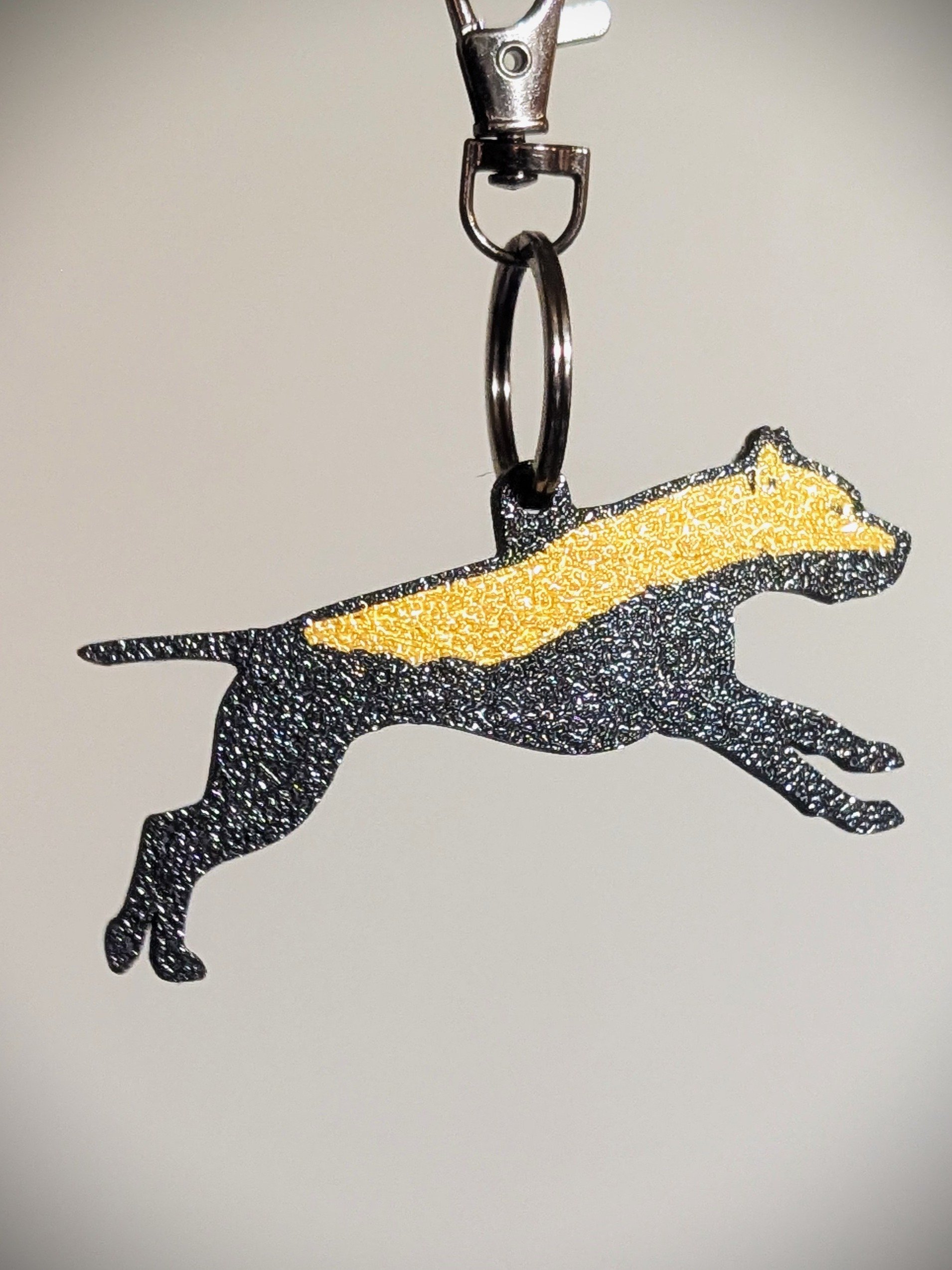 American Pit Bull Terrier Keychain - Black and Gold Sunny Key Fob product image (2)