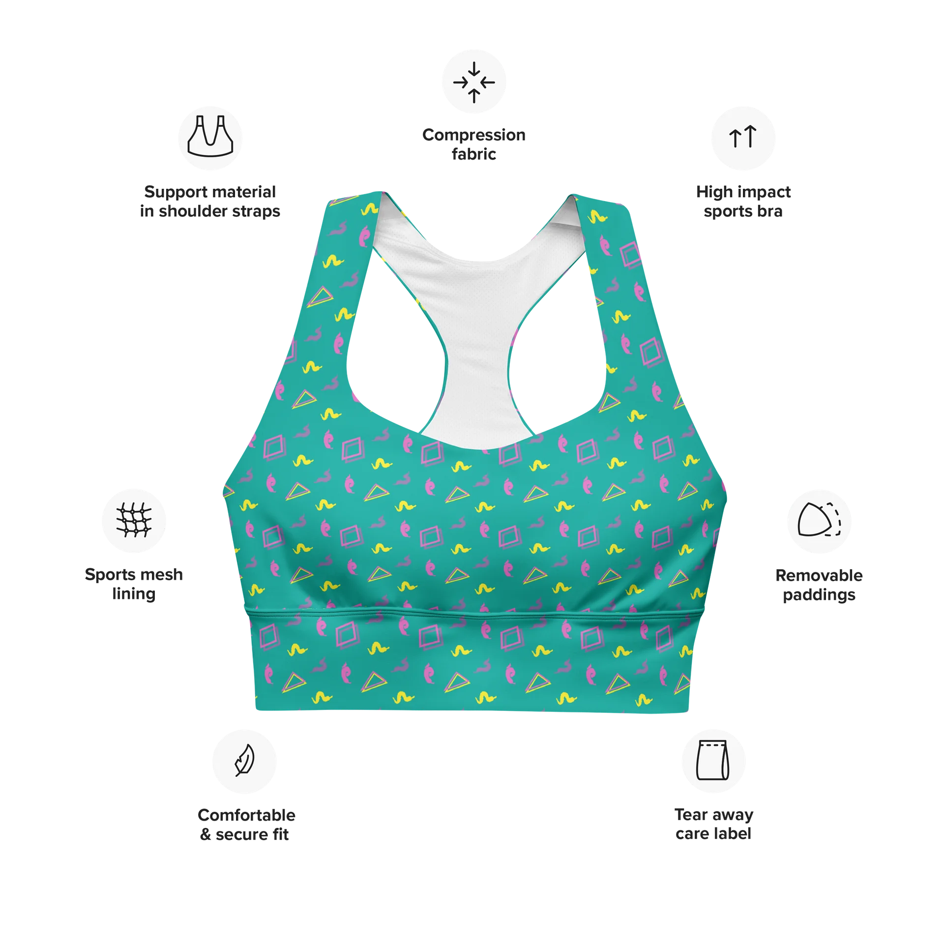 Oh Worm teal pattern sports bra product image (6)