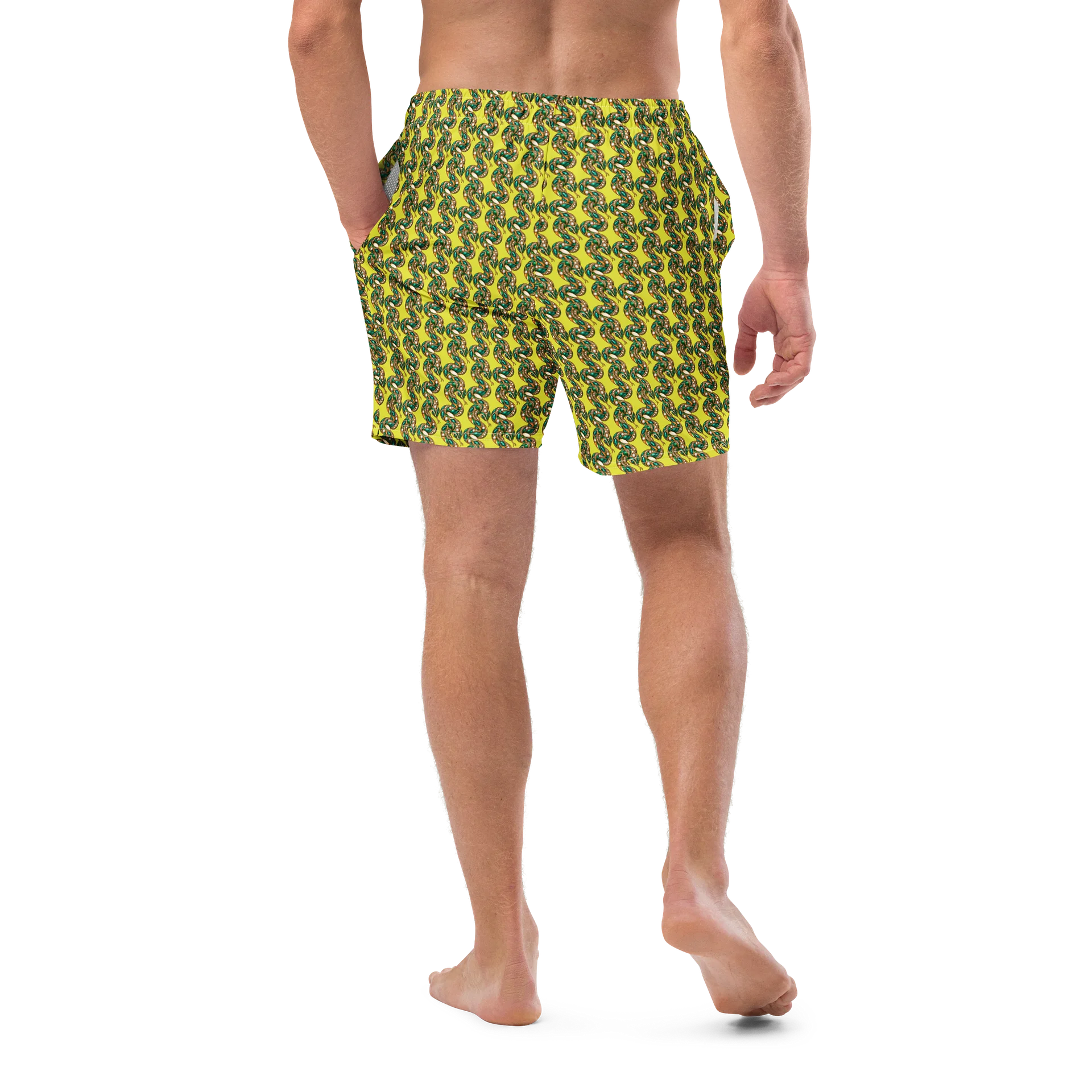 Diagonal Green Snake Brooch Mosaic Swim Trunks product image (10)