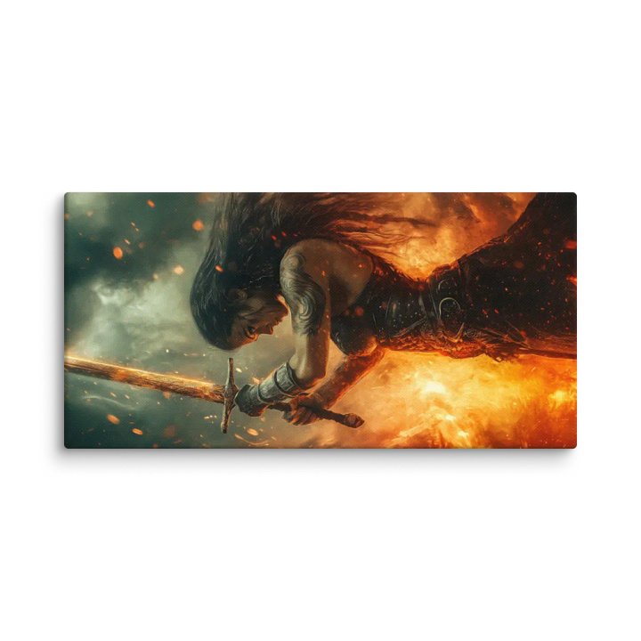 Female warrior raising her sword 02 - Canvas product image (1)