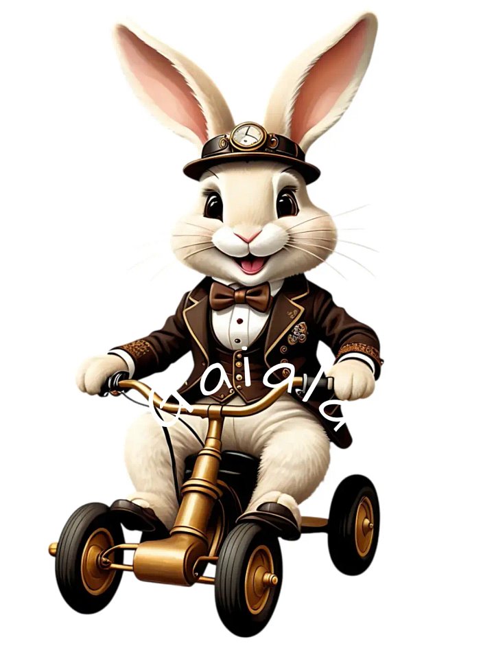 Easter Bunny Riding a Tricycle Kid Nursery Print Wall Art product image (1)