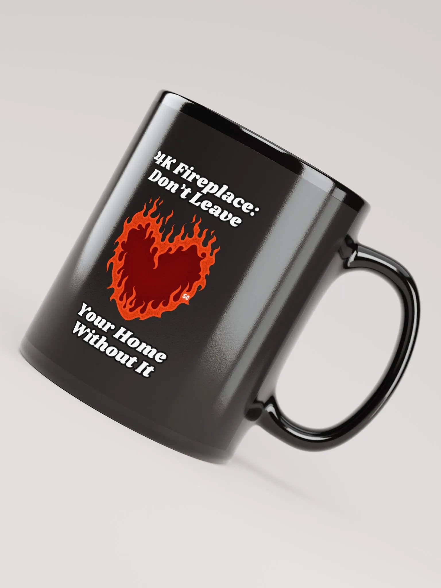 Flaming Heart - 4K Fireplace: Don't Leave Your Home Without It | Black Glossy Mug product image (4)