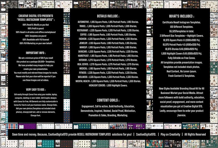 Canva Instagram Templates Bundle, Social Media for PLR MRR product image (2)