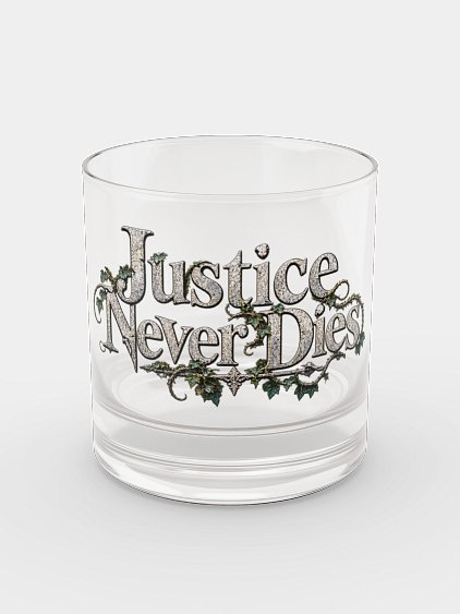 Justice Never Dies TCF Halloween Edition Rocks Glass