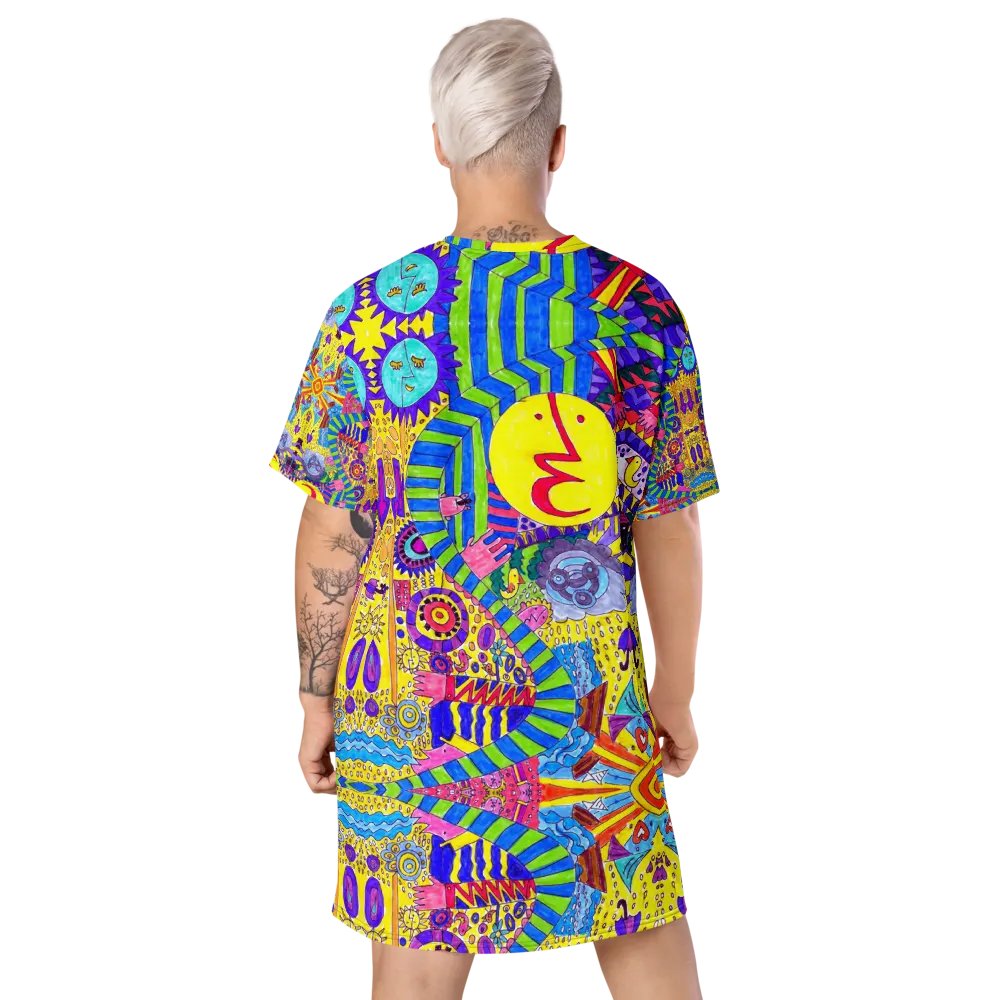Abstract Colourful Doodle Ladies T Shirt Dress product image (12)
