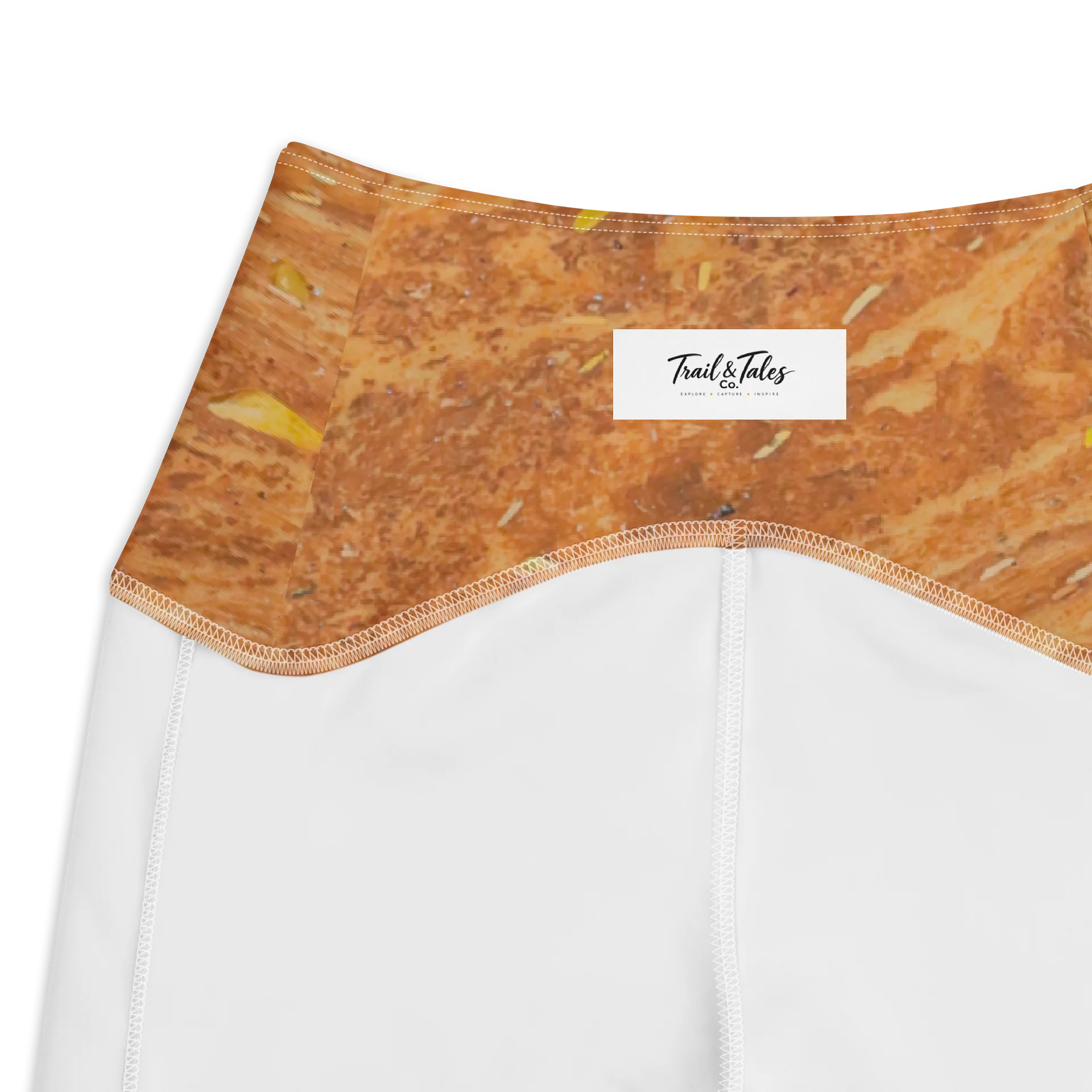 Terracotta Tea: All-Over Print Warm Rust & Leaf V-Waist Leggings with Pockets product image (3)