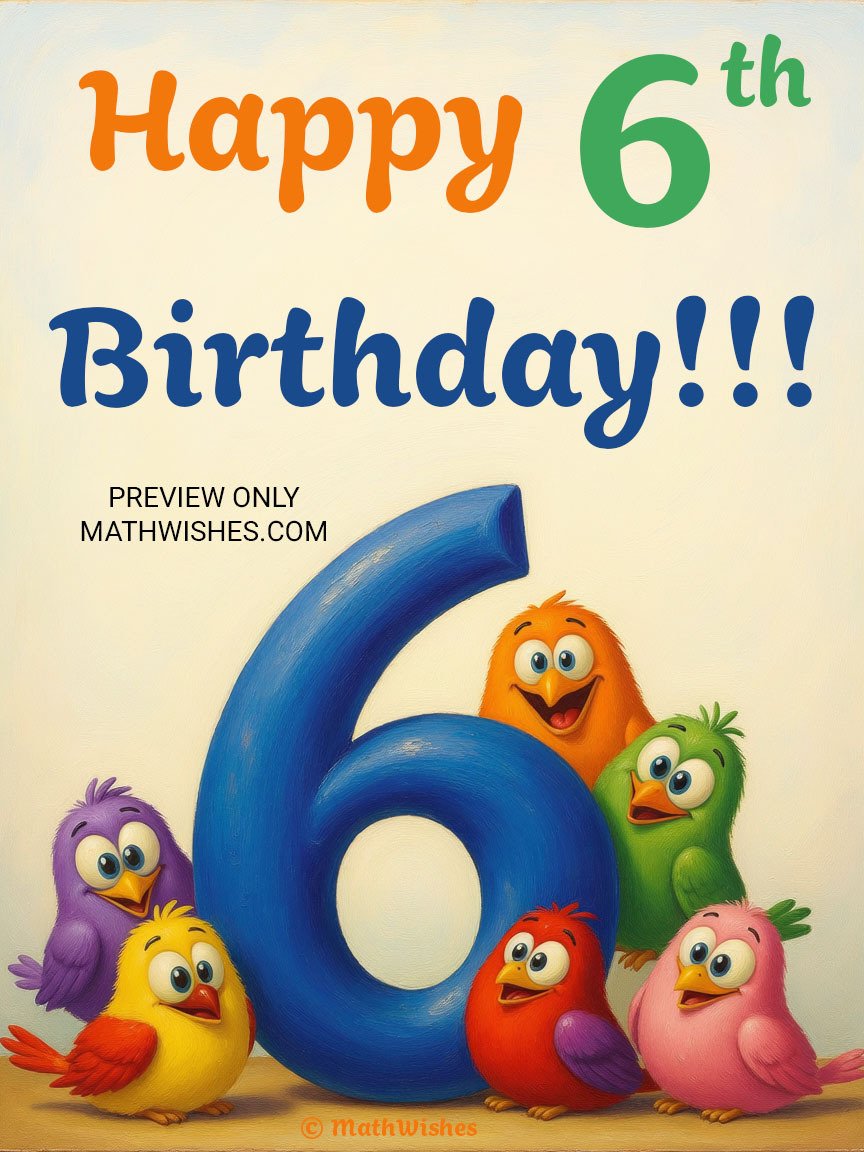 6th Birthday Card - Six Birds product image (1)
