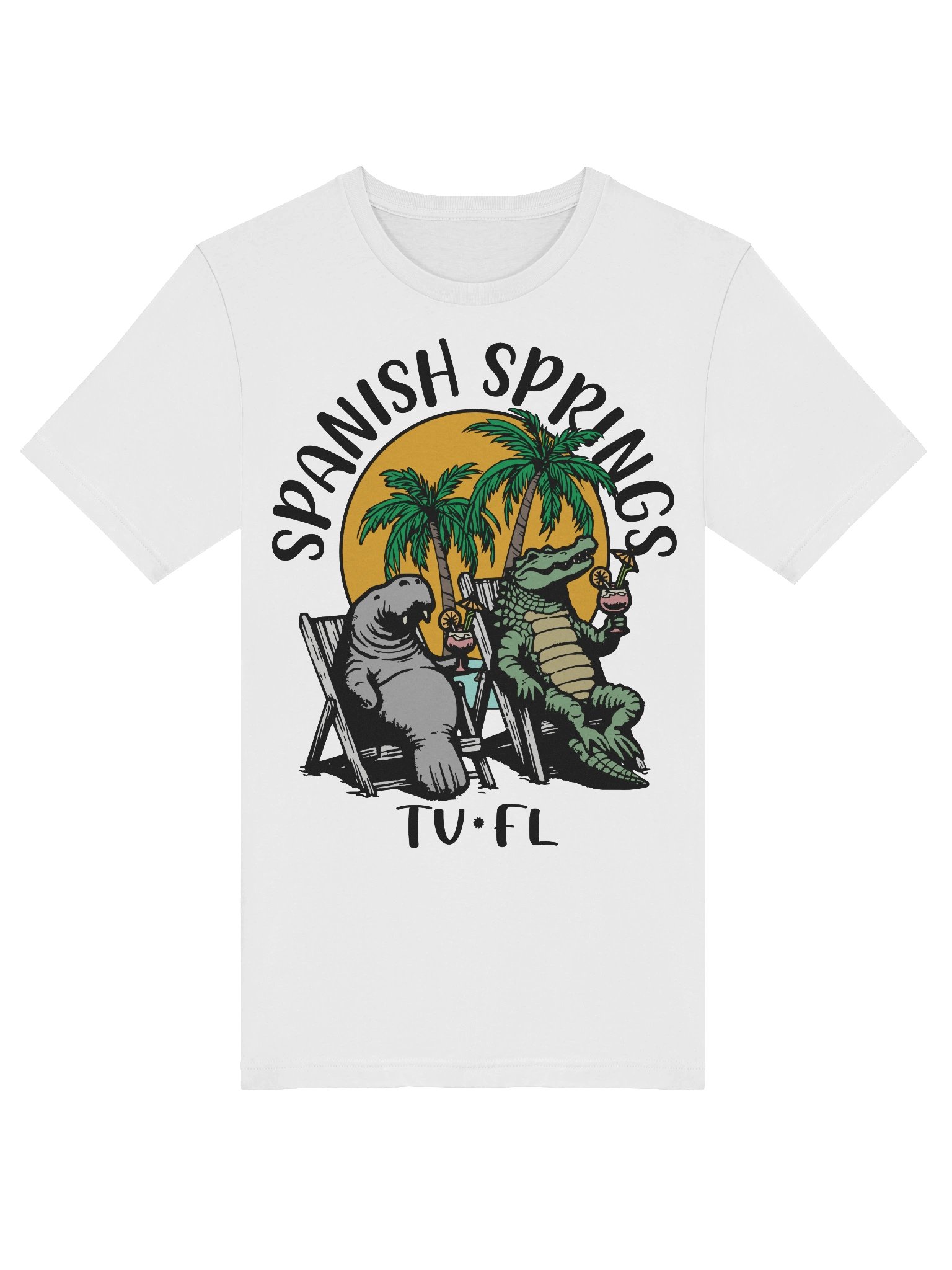 Spanish Springs TV Florida USA Fun Manatee Alligator Design T-shirt product image (27)