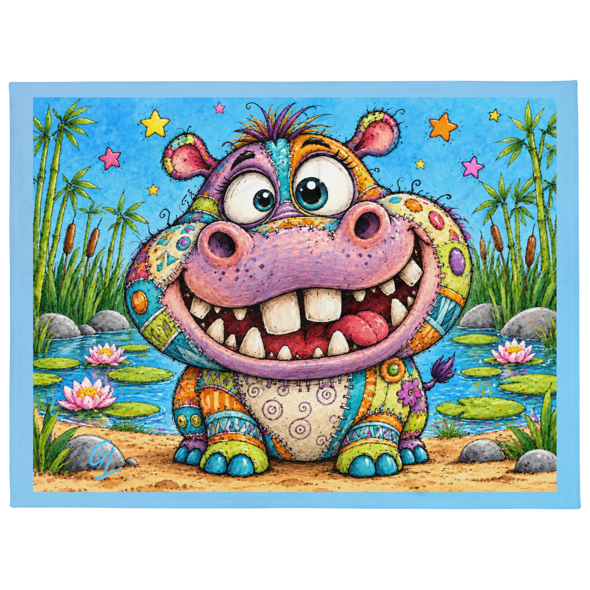 Plaid Faune - Paco l’Hippopotame (Big 153X203cm) product image (2)
