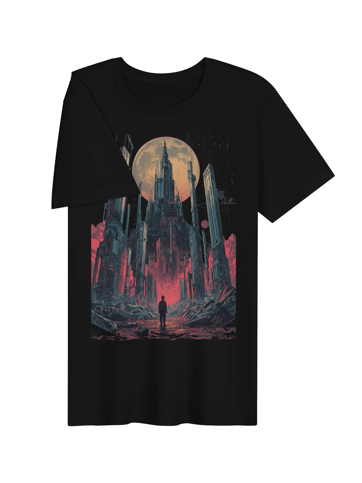 Moonlit Futuristic Ruins Lightweight T-Shirt product image (6)