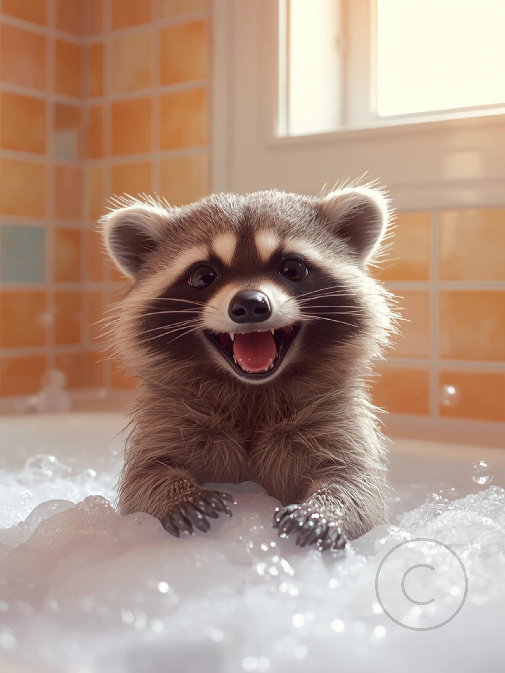 Racoon in a Bathtub Poster product image (1)
